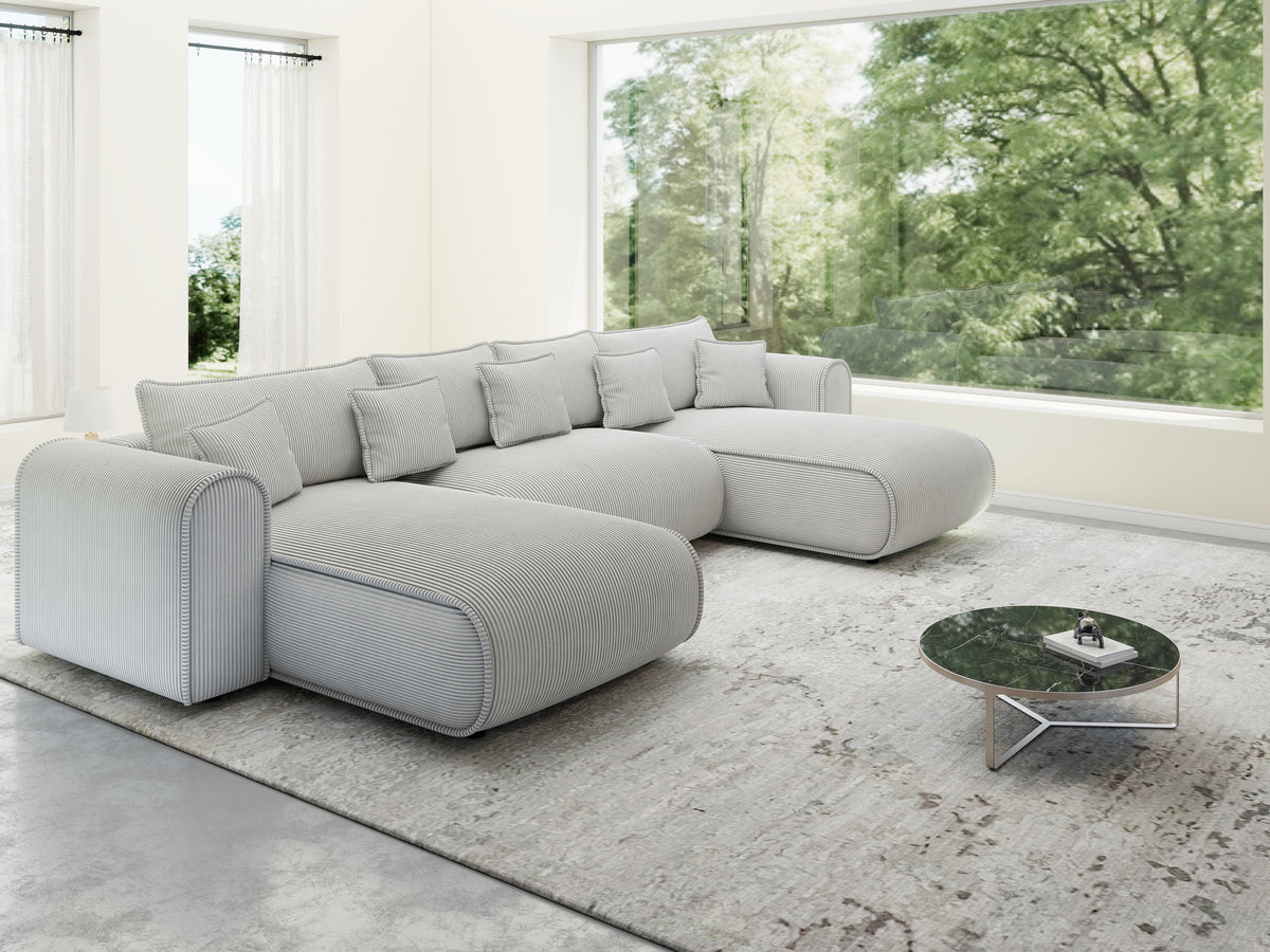 Colțar extensibil dumonde în formă de U cu ladă de depozitare Monaco U Zoom Pearl 390x190 cm — imagine 10