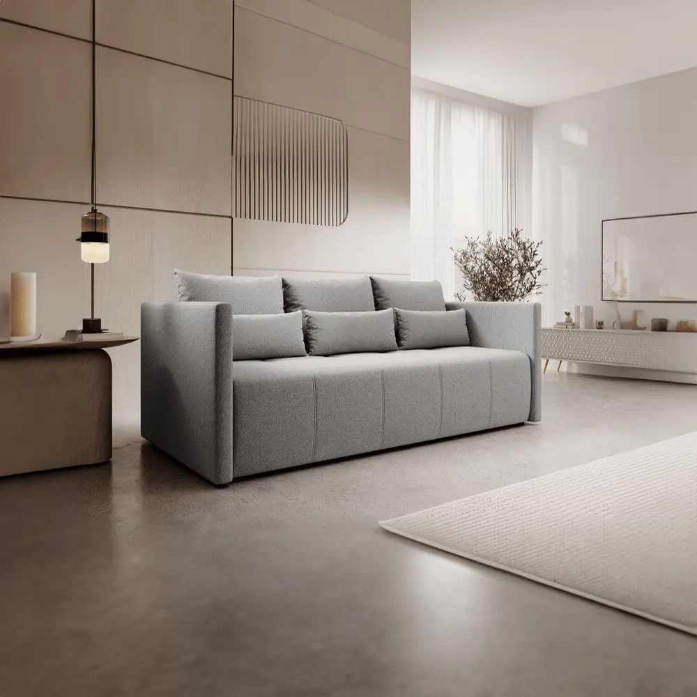 Canapea extensibilă dumonde cu ladă de depozitare si sezut confortabil din spuma HR, Malta New Grey 210x100 cm Fabrica