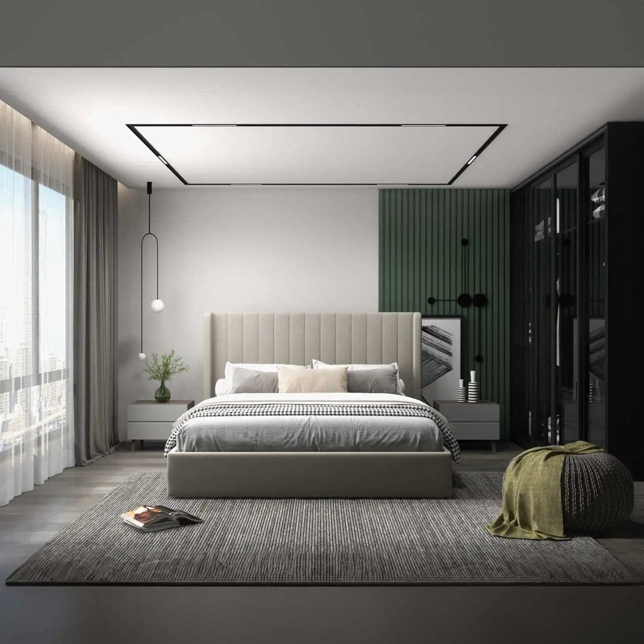 Pat dormitor dumonde, tapitat bej, Oslo 140x200 cm, somiera rabatabila inclusa, spatiu depozitare