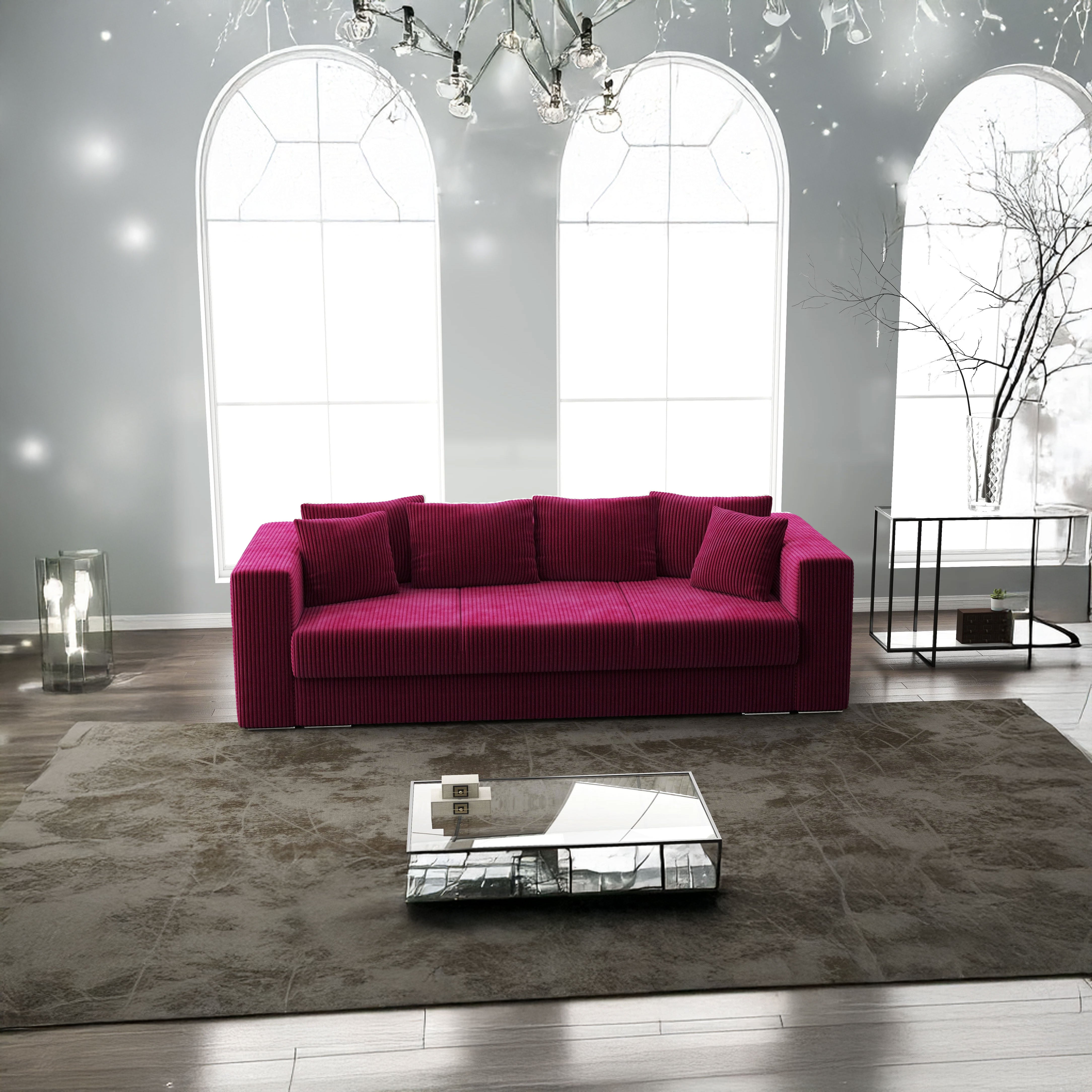 Canapea extensibilă dumonde cu ladă de depozitare si sezut confortabil din spuma HR, Gloria Zoom Red 240x100 cm Fabrica