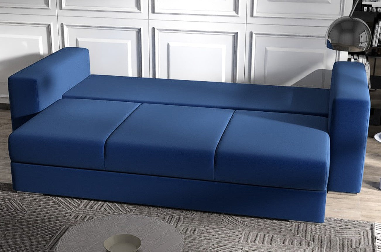 Canapea extensibilă dumonde cu ladă de depozitare si sezut confortabil din spuma HR, Gloria Royal Blue 240x100 cm Fabrica