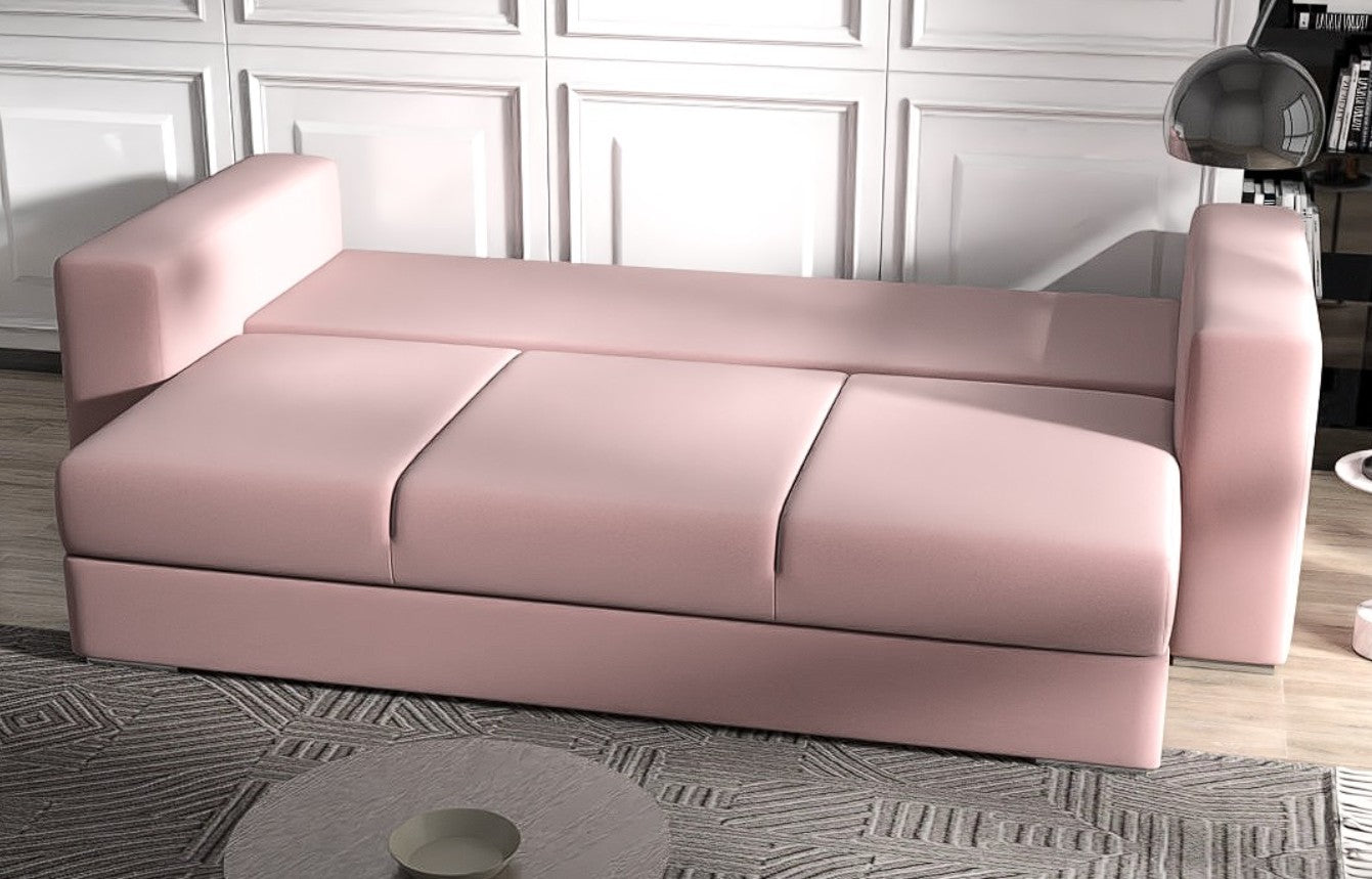 Canapea extensibilă dumonde cu ladă de depozitare si sezut confortabil din spuma HR, Gloria Royal Roz 240x100 cm Fabrica