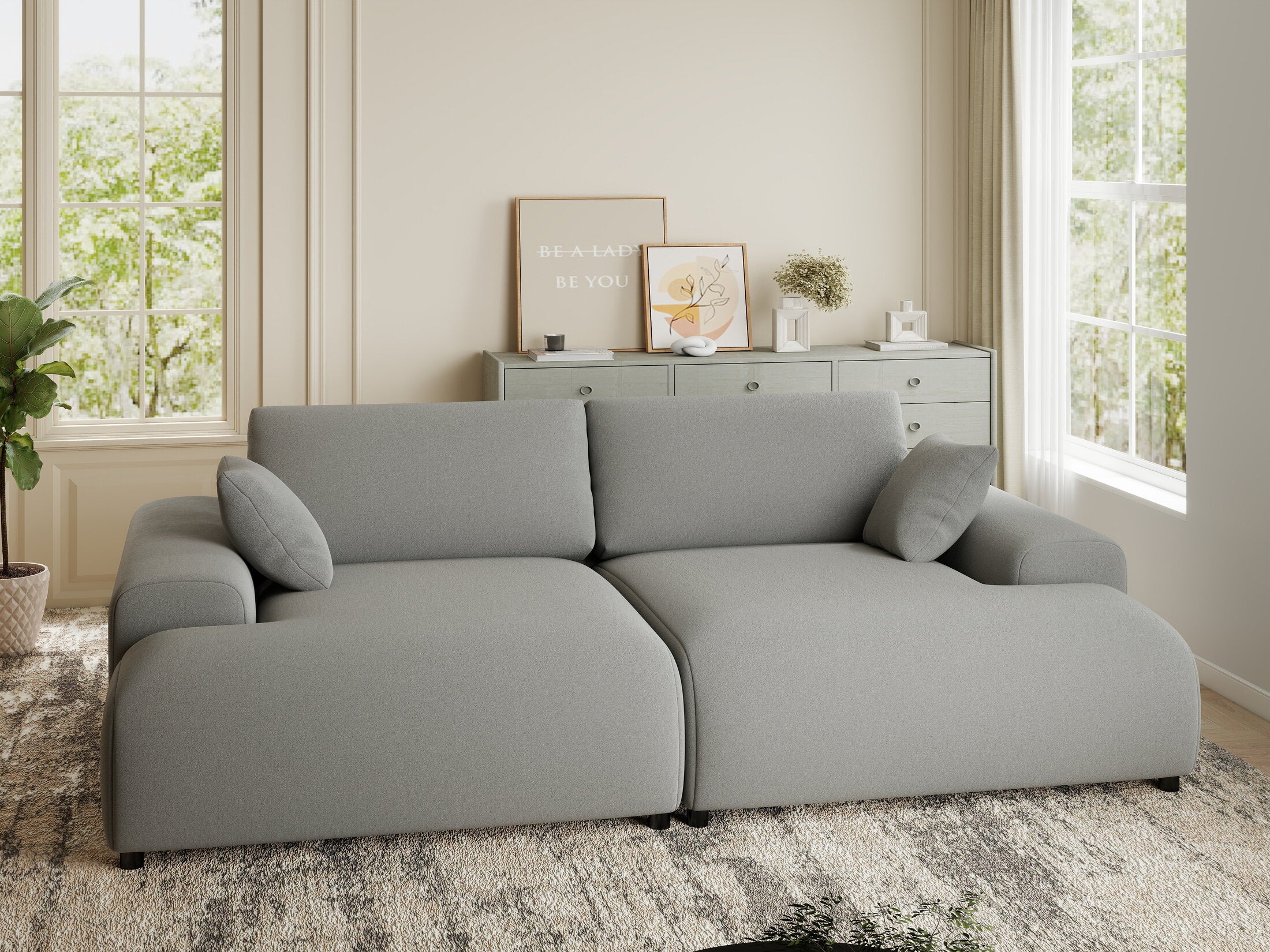 Canapea dumonde cu sezut confortabil din spuma HR, Hudson Royal Gri 237x144 cm