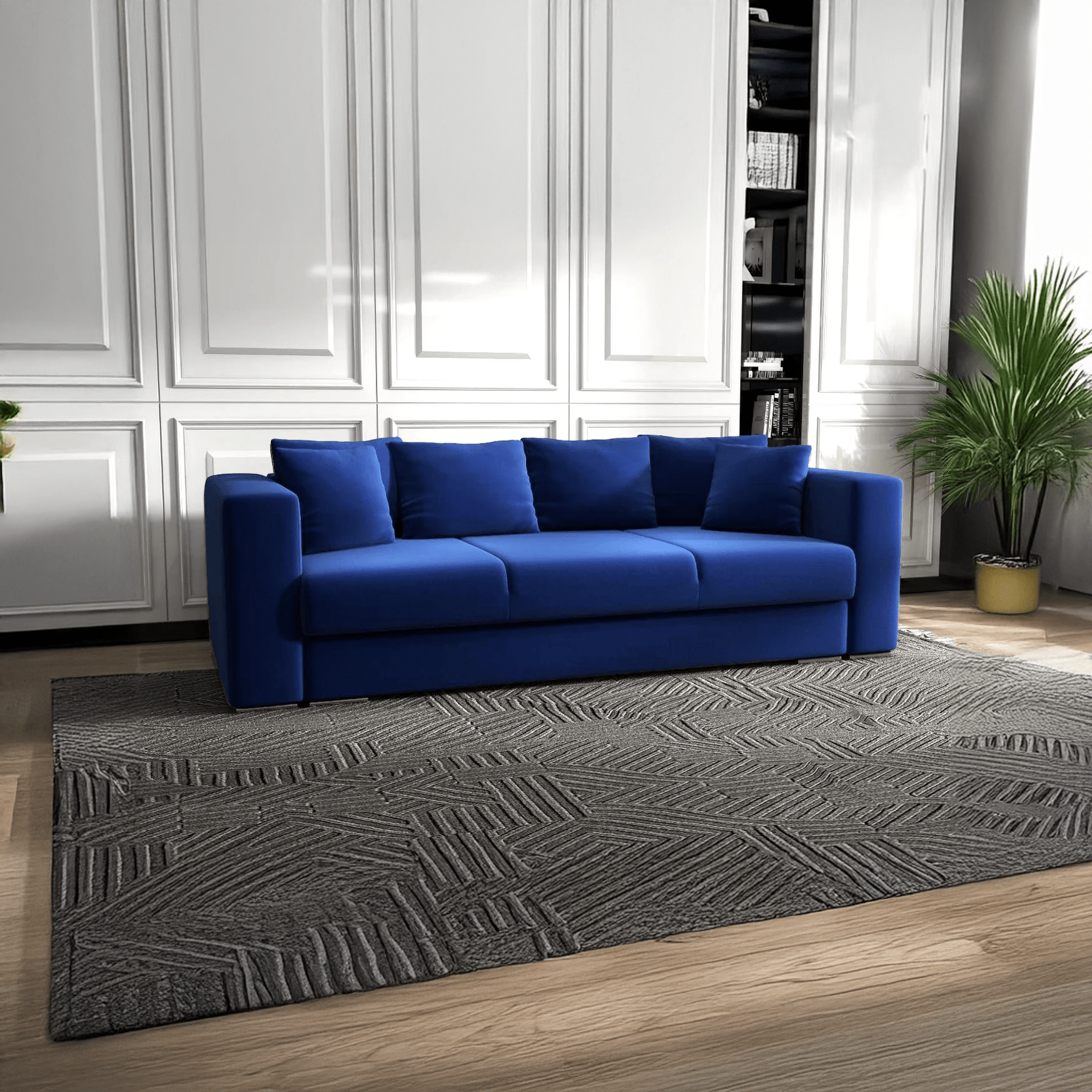 Canapea extensibilă dumonde cu ladă de depozitare si sezut confortabil din spuma HR, Gloria Royal Blue 240x100 cm Fabrica