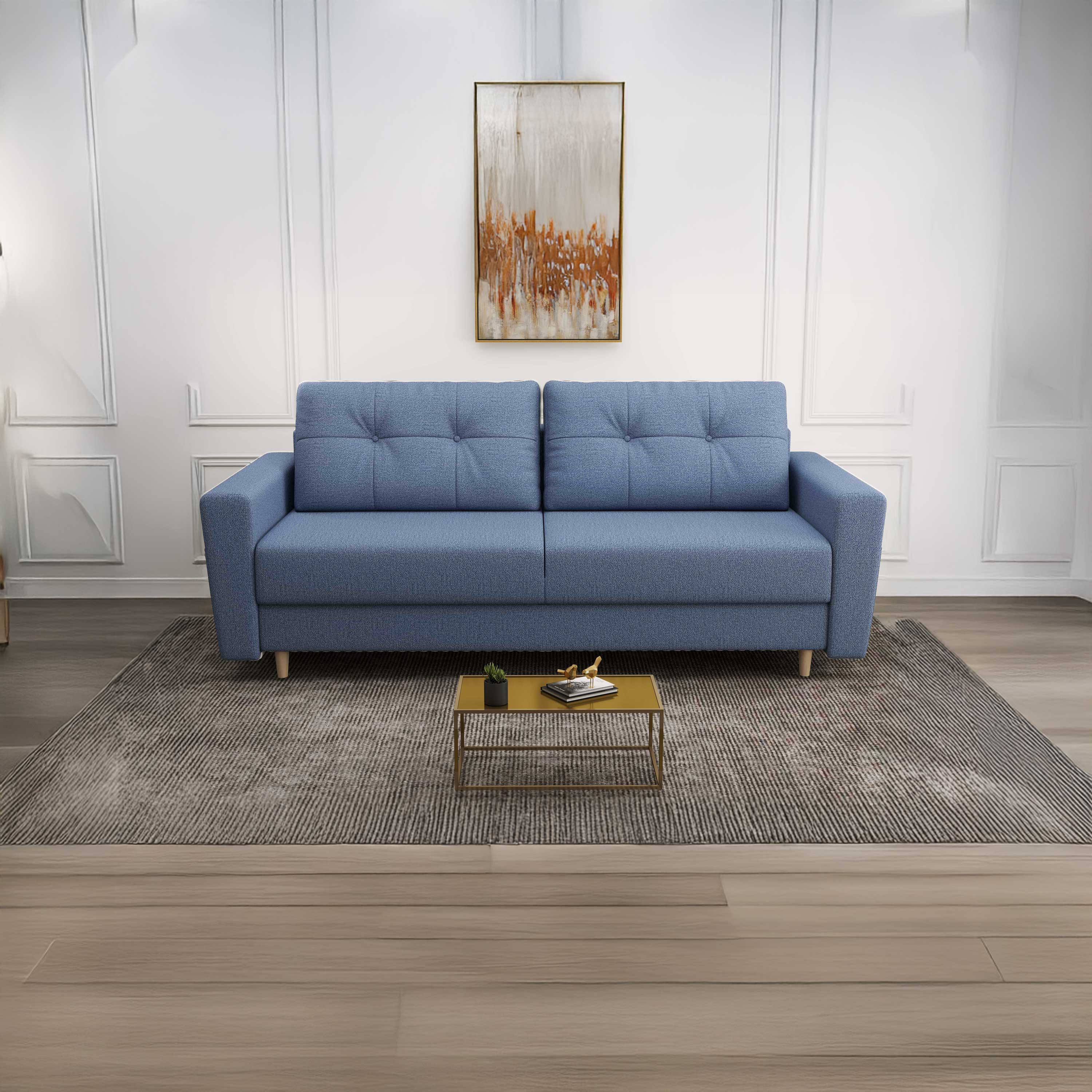 Canapea extensibilă dumonde cu ladă de depozitare si sezut confortabil din spuma HR, Summer Enjoy Albastru 225x100 cm