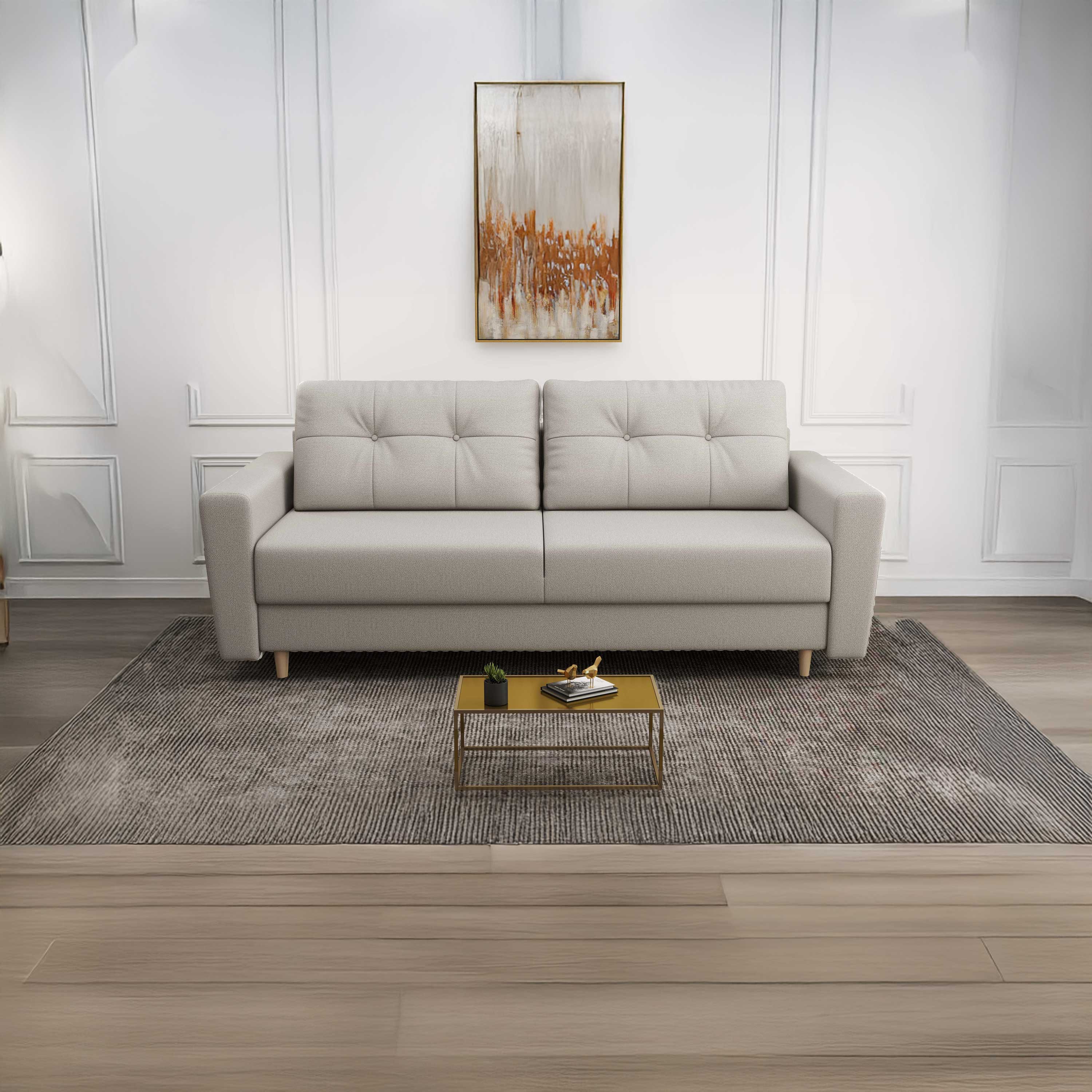 Canapea extensibilă dumonde cu ladă de depozitare si sezut confortabil din spuma HR, Summer Enjoy Bej 225x100 cm