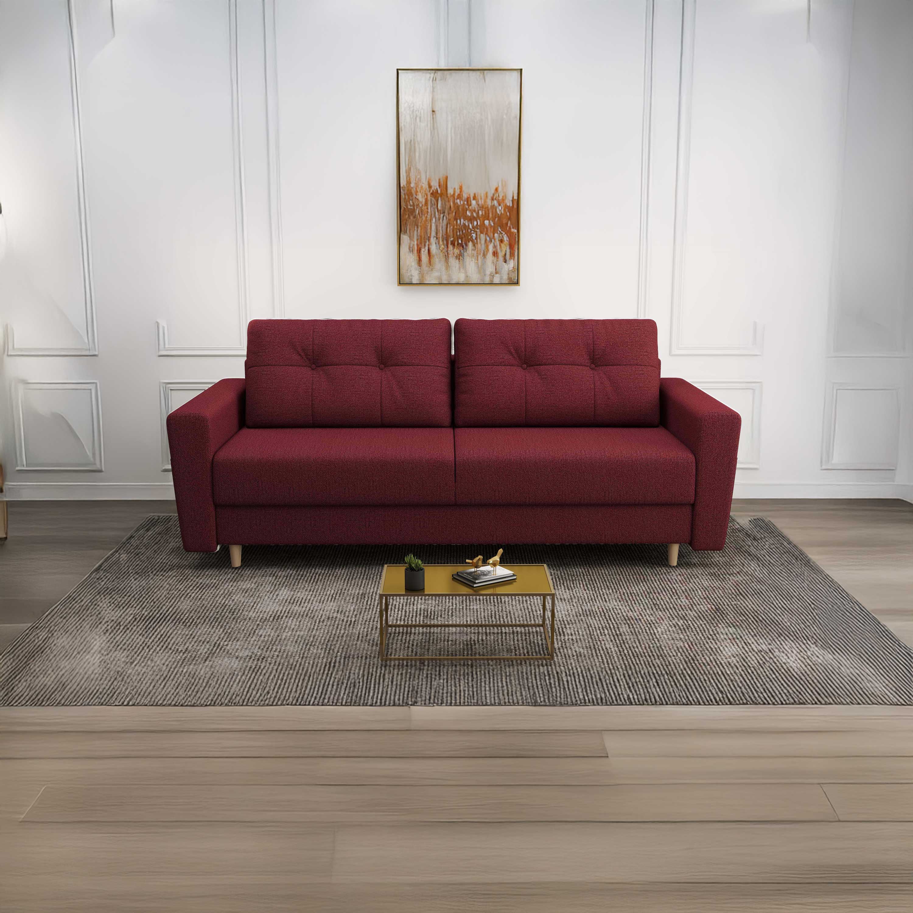 Canapea extensibilă dumonde cu ladă de depozitare si sezut confortabil din spuma HR, Summer Enjoy Rosu 225x100 cm
