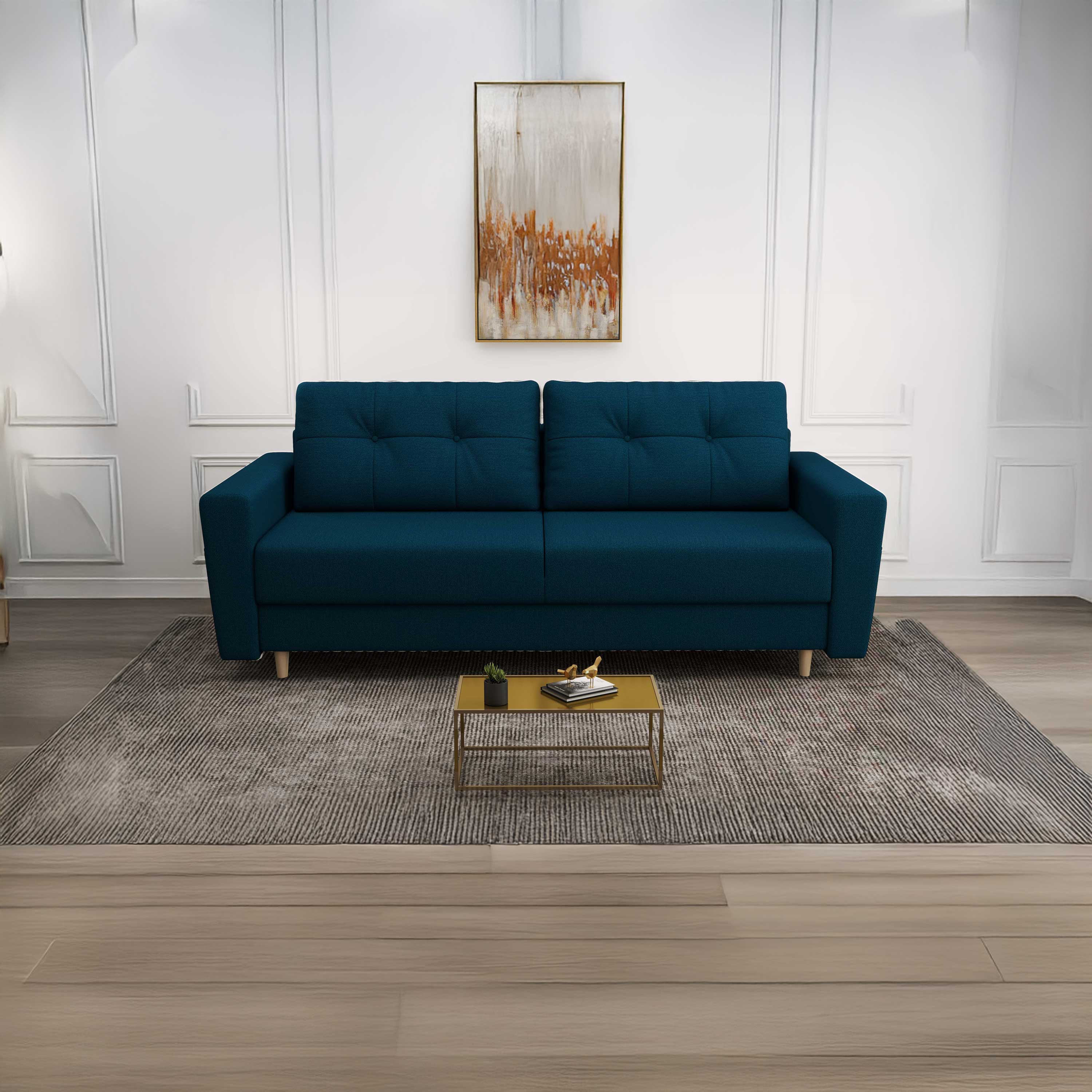 Canapea extensibilă dumonde cu ladă de depozitare si sezut confortabil din spuma HR, Summer Enjoy Verde Petrol 225x100 cm