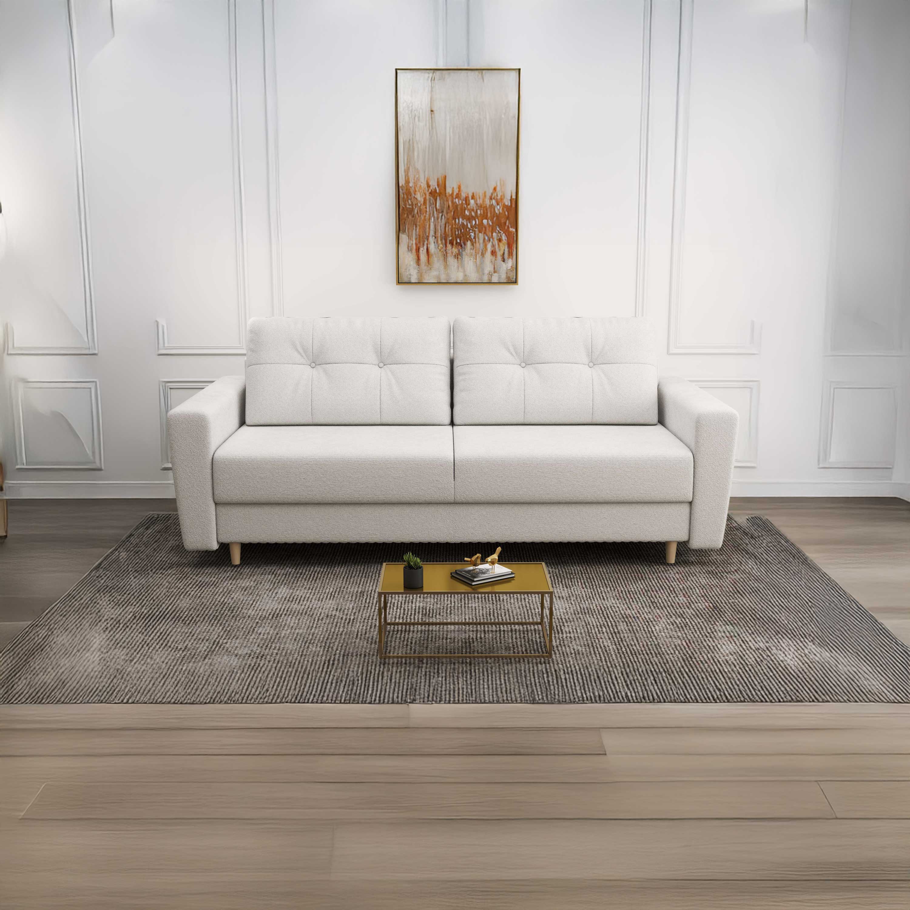 Canapea extensibilă dumonde cu ladă de depozitare si sezut confortabil din spuma HR, Summer Euphoria Alb 225x100 cm