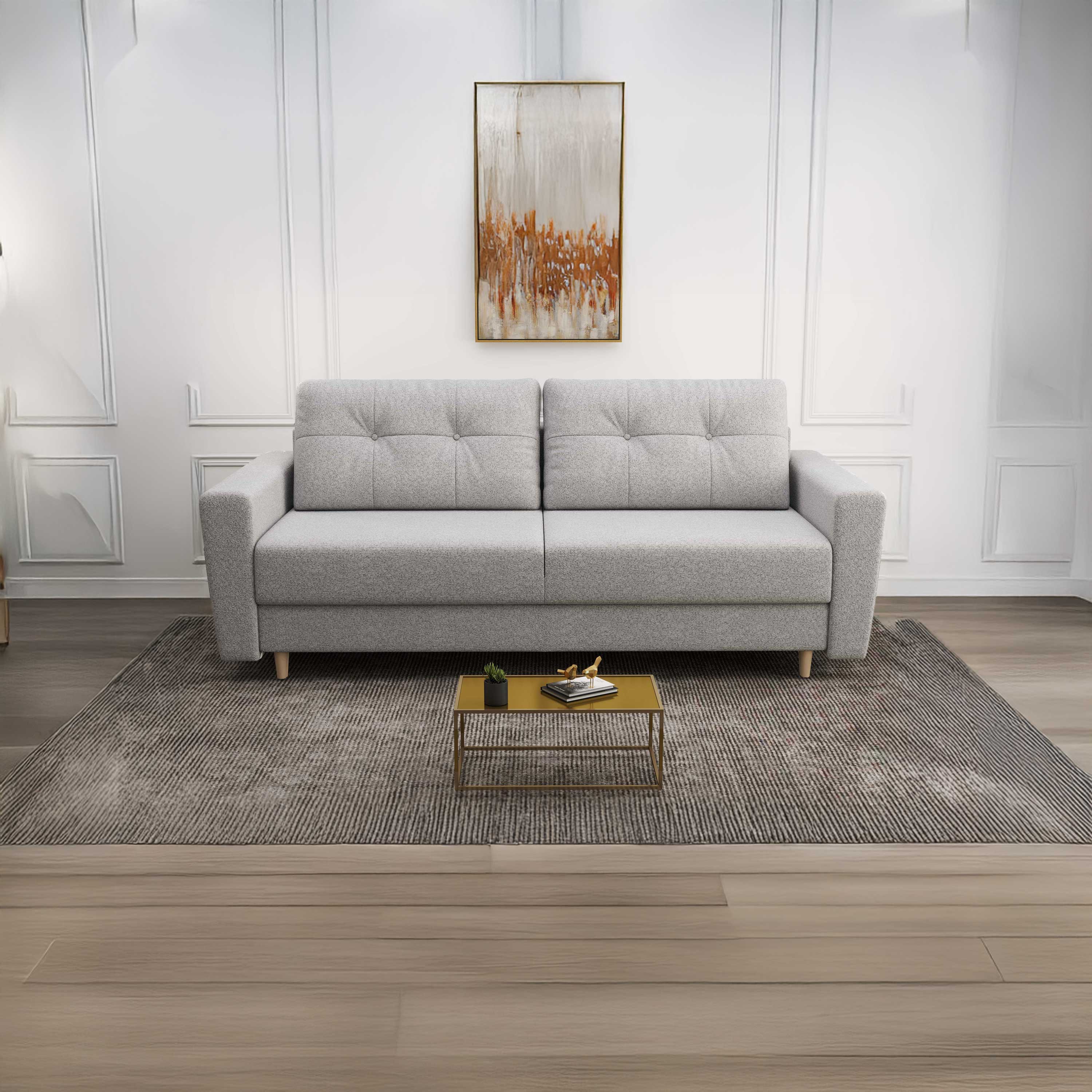 Canapea extensibilă dumonde cu ladă de depozitare si sezut confortabil din spuma HR, Summer Euphoria Gri 225x100 cm