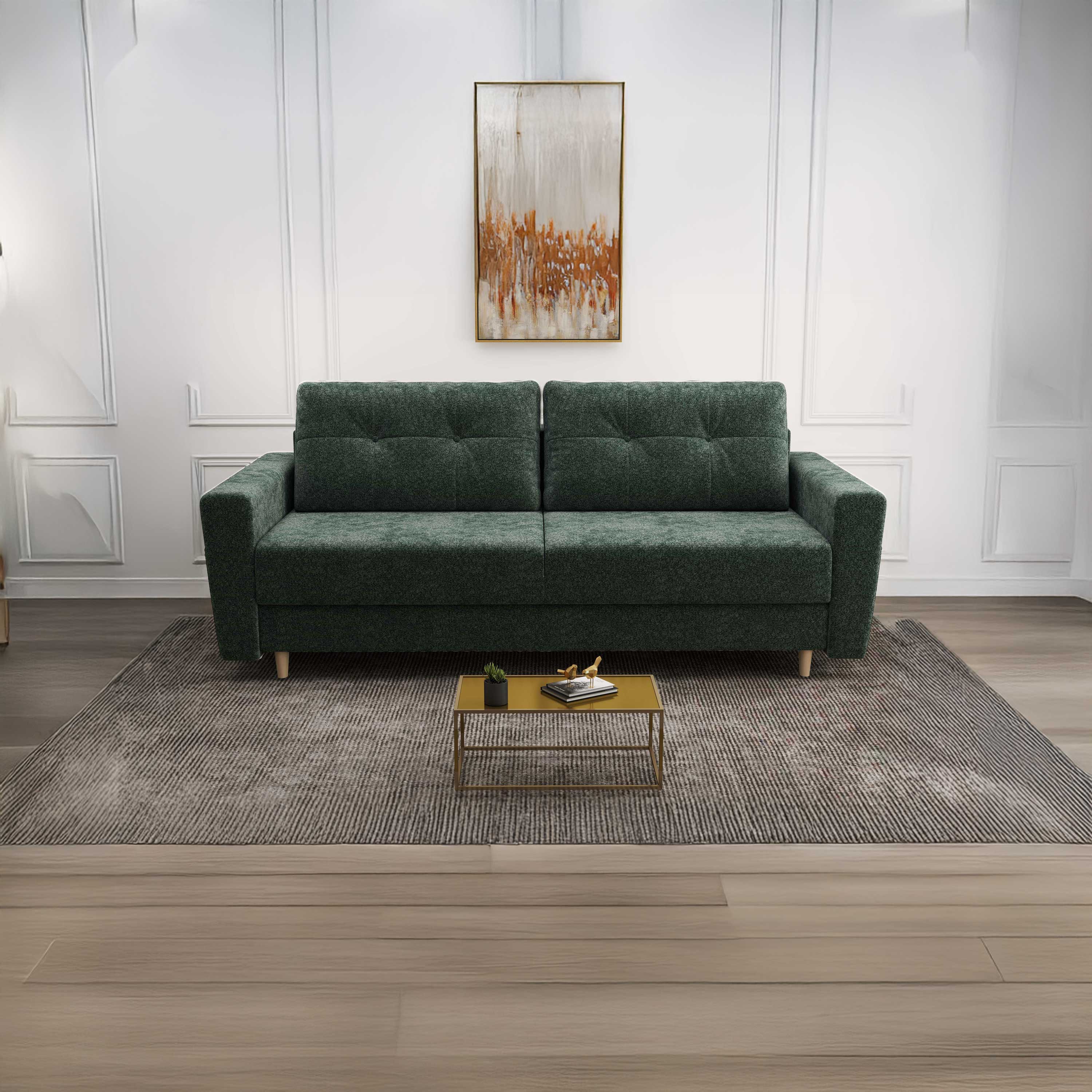 Canapea extensibilă dumonde cu ladă de depozitare si sezut confortabil din spuma HR, Summer Euphoria Verde 225x100 cm