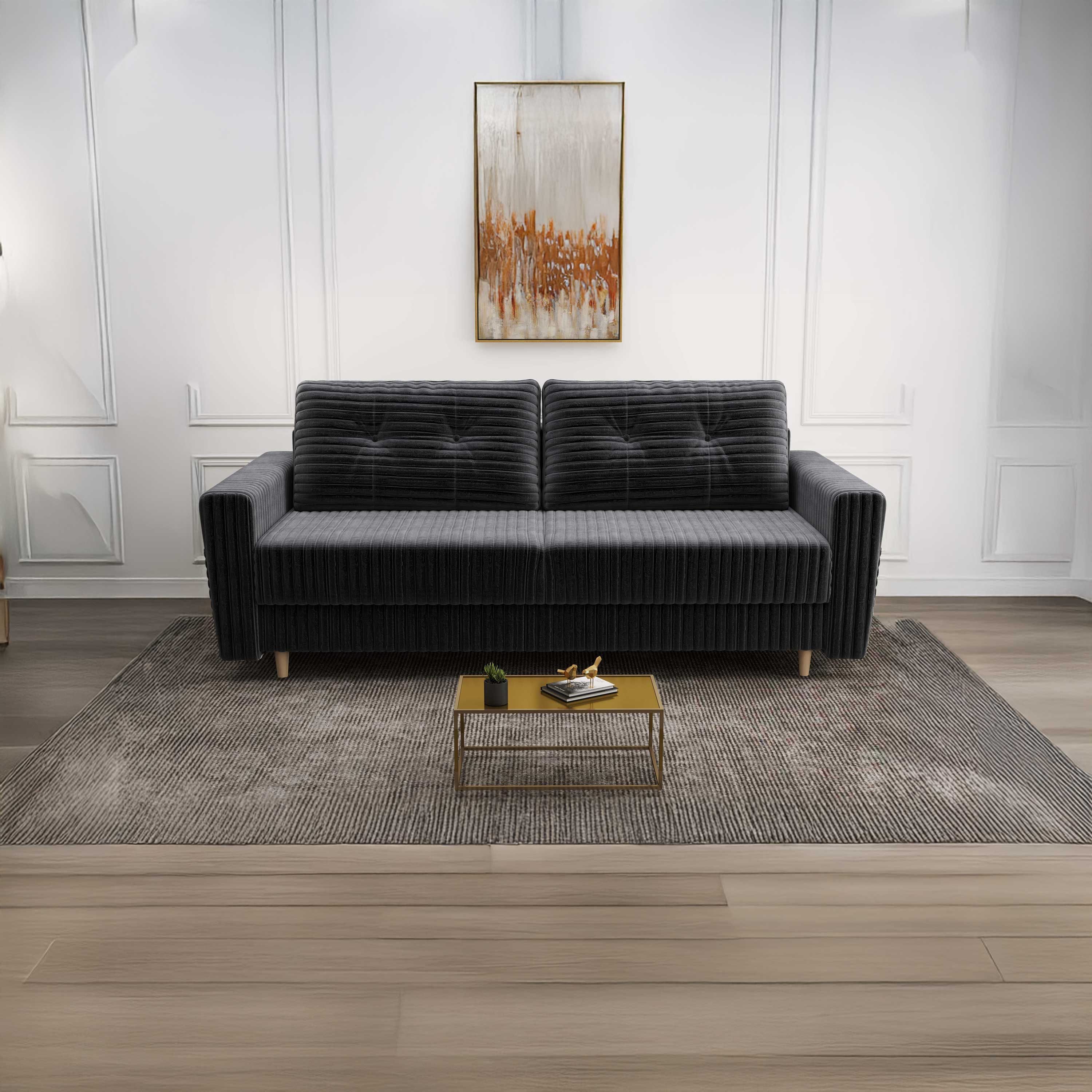 Canapea extensibilă dumonde cu ladă de depozitare si sezut confortabil din spuma HR, Summer Ambience Gri 225x100 cm