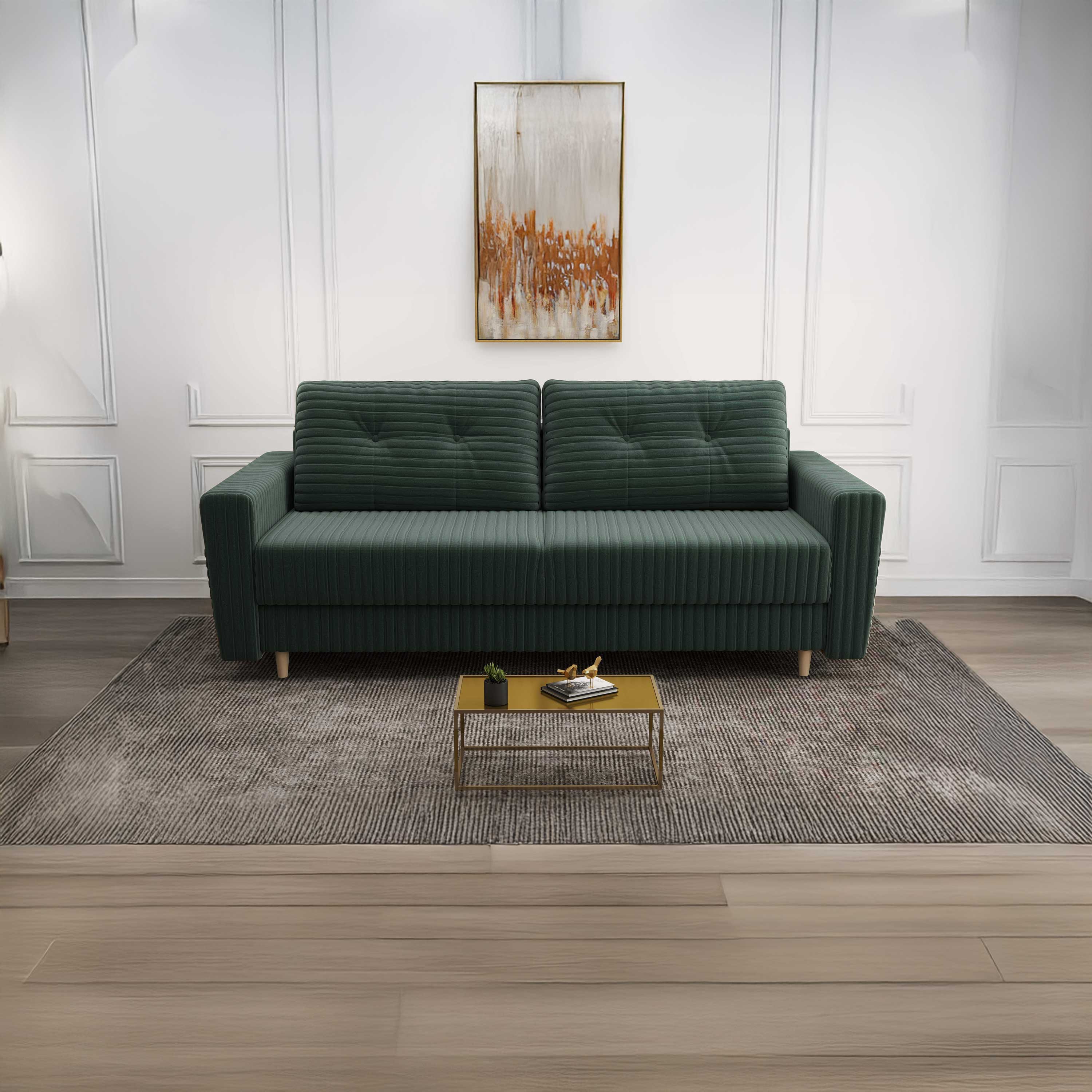 Canapea extensibilă dumonde cu ladă de depozitare si sezut confortabil din spuma HR, Summer Ambience Verde 225x100 cm
