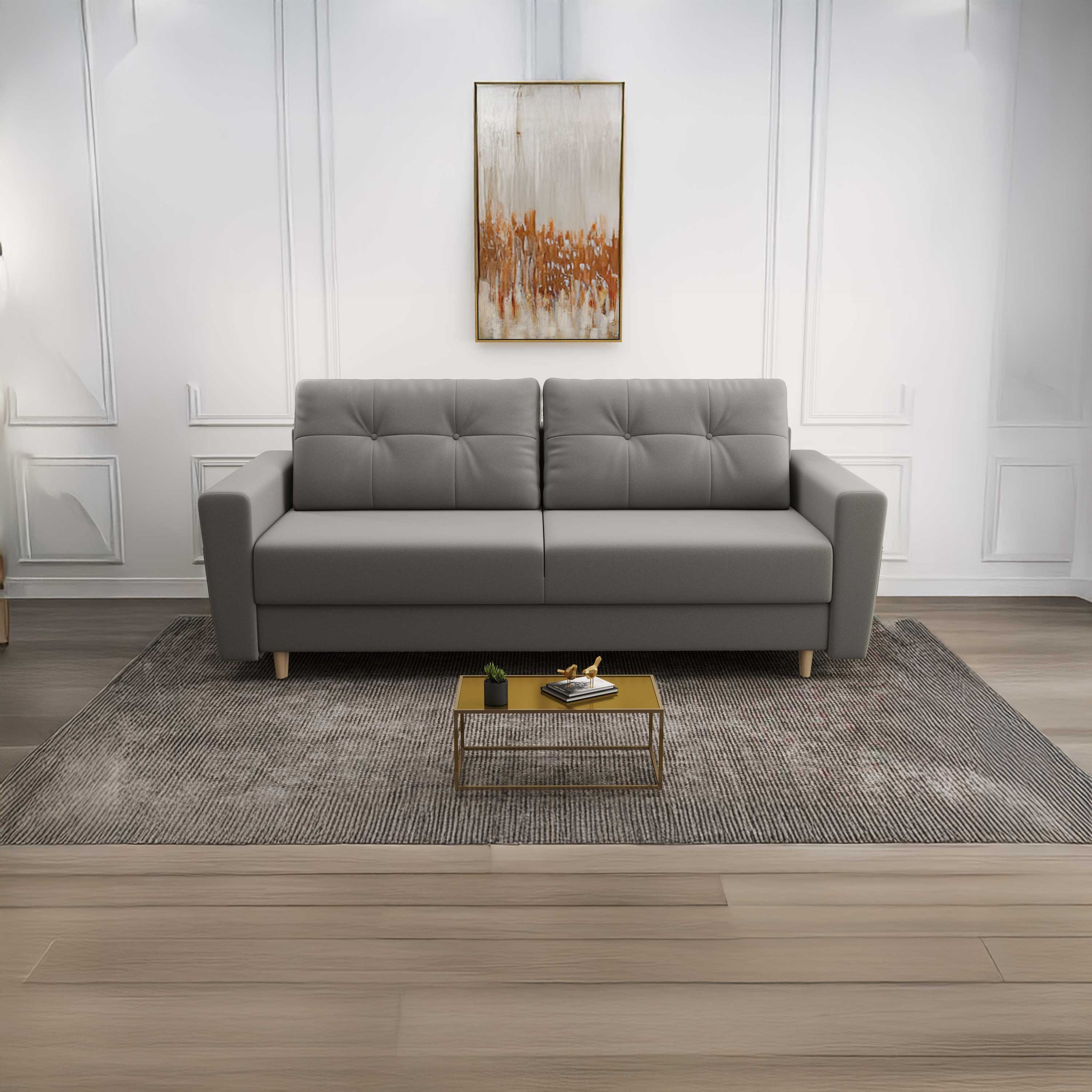 Canapea extensibilă dumonde cu ladă de depozitare si sezut confortabil din spuma HR, Summer Royal Gri 225x100 cm