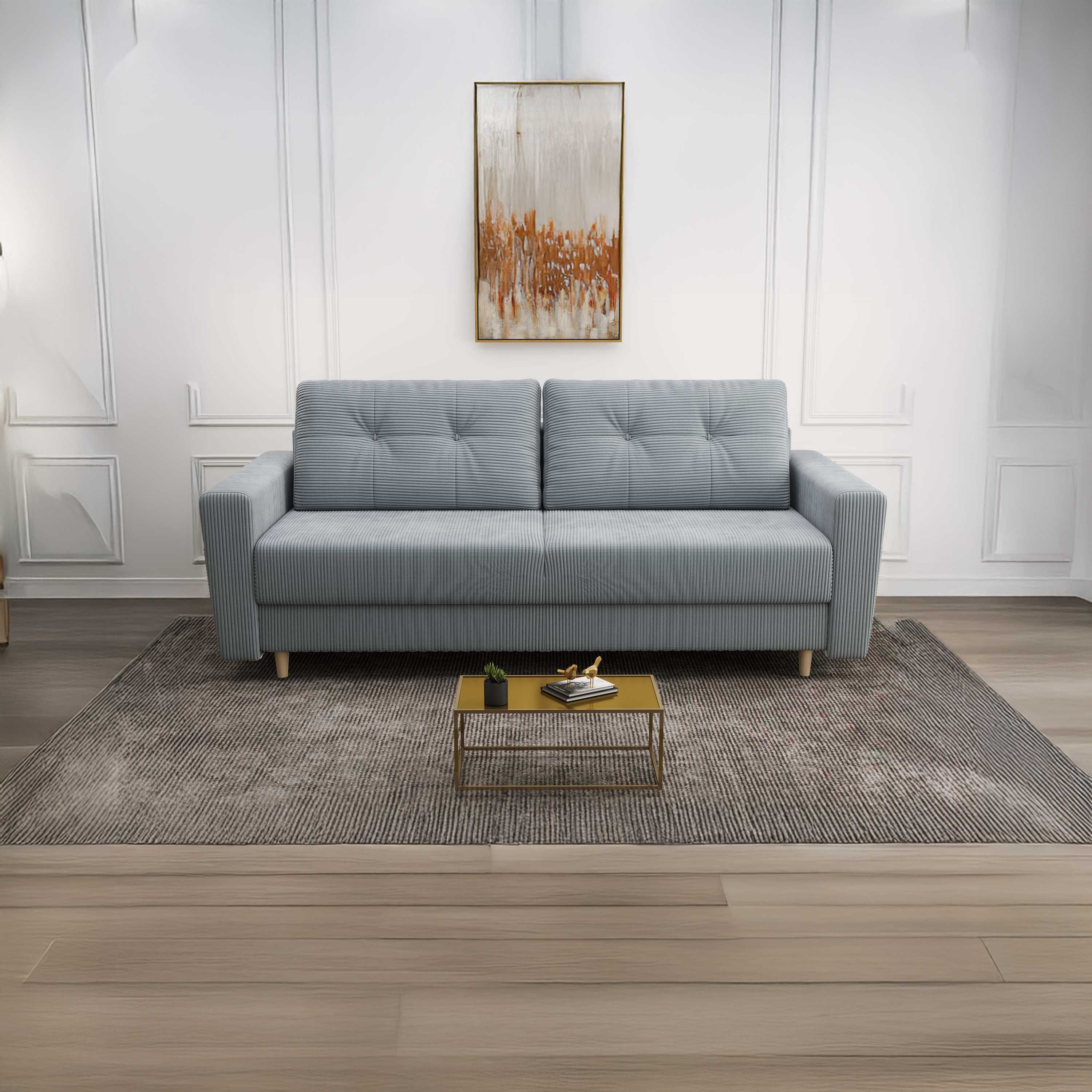 Canapea extensibilă dumonde cu ladă de depozitare si sezut confortabil din spuma HR, Summer Zoom Gri Mint 225x100 cm
