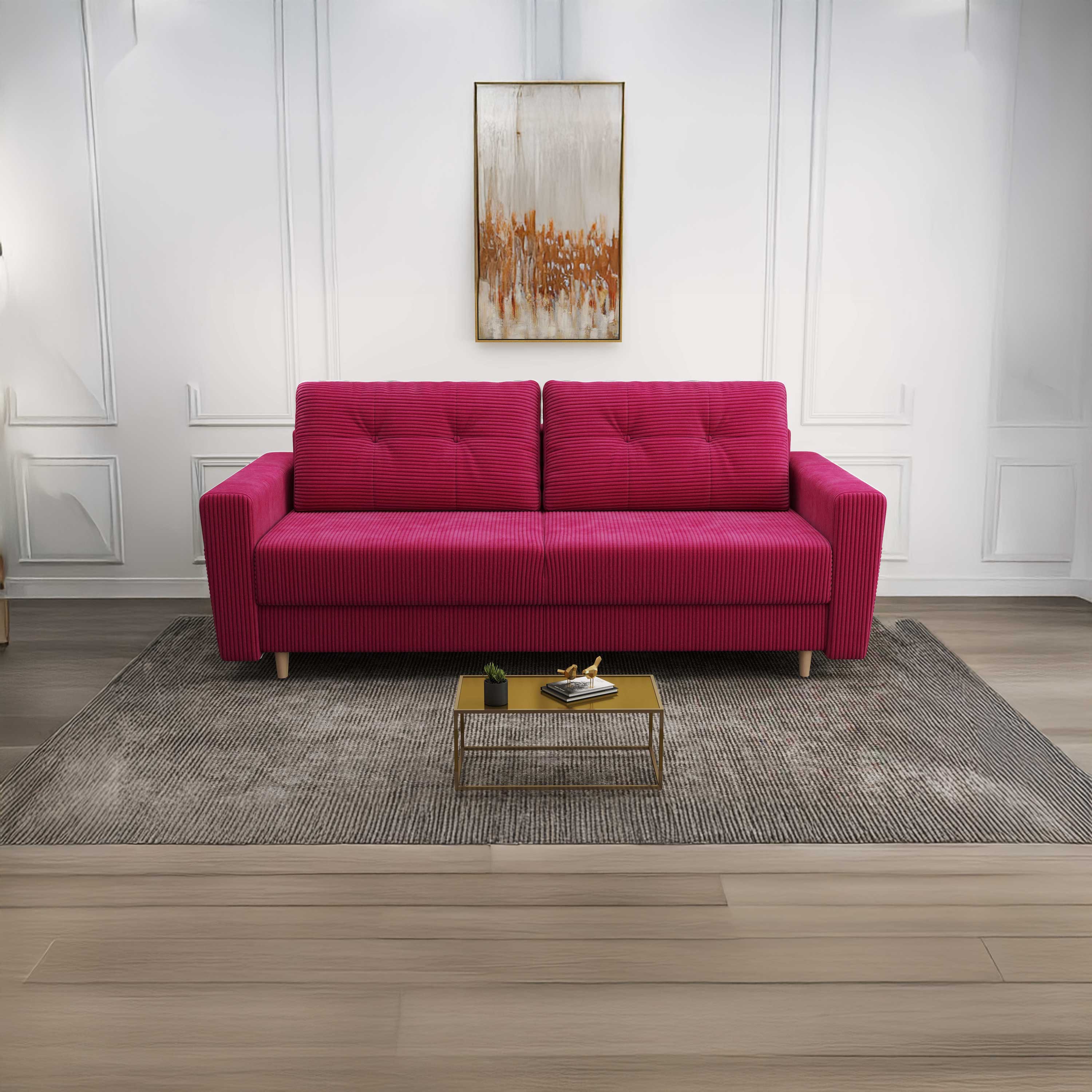 Canapea extensibilă dumonde cu ladă de depozitare si sezut confortabil din spuma HR, Summer Zoom Rosu 225x100 cm