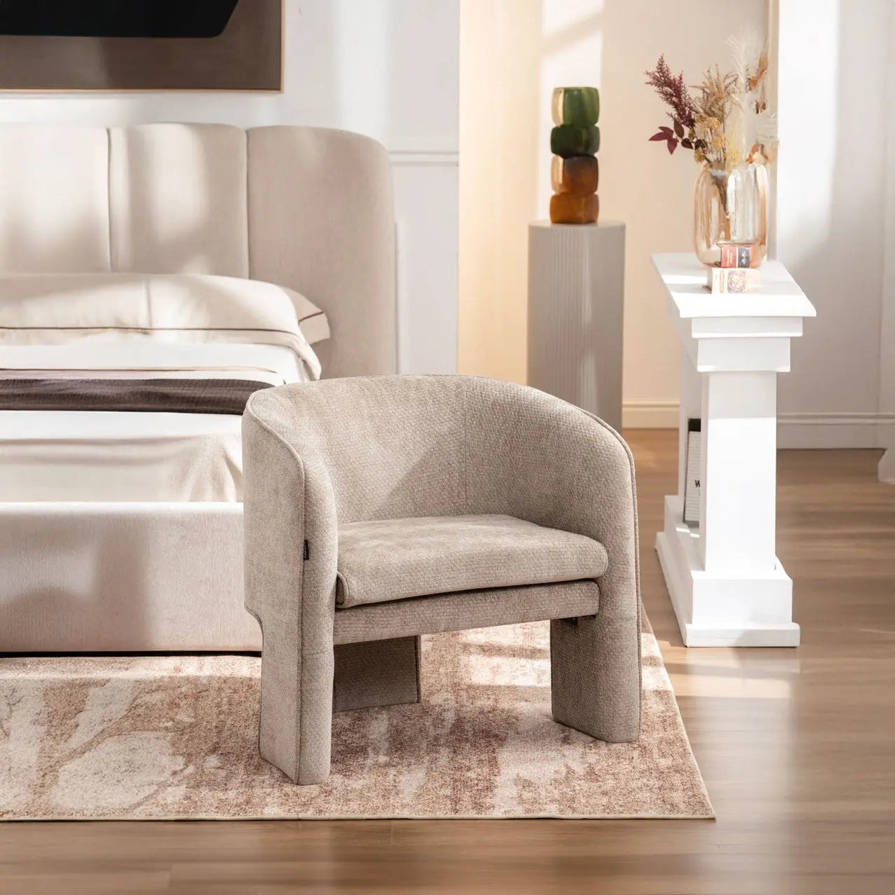 Fotoliu dumonde tapitat Bej modern Sergio 65x78cm ULK