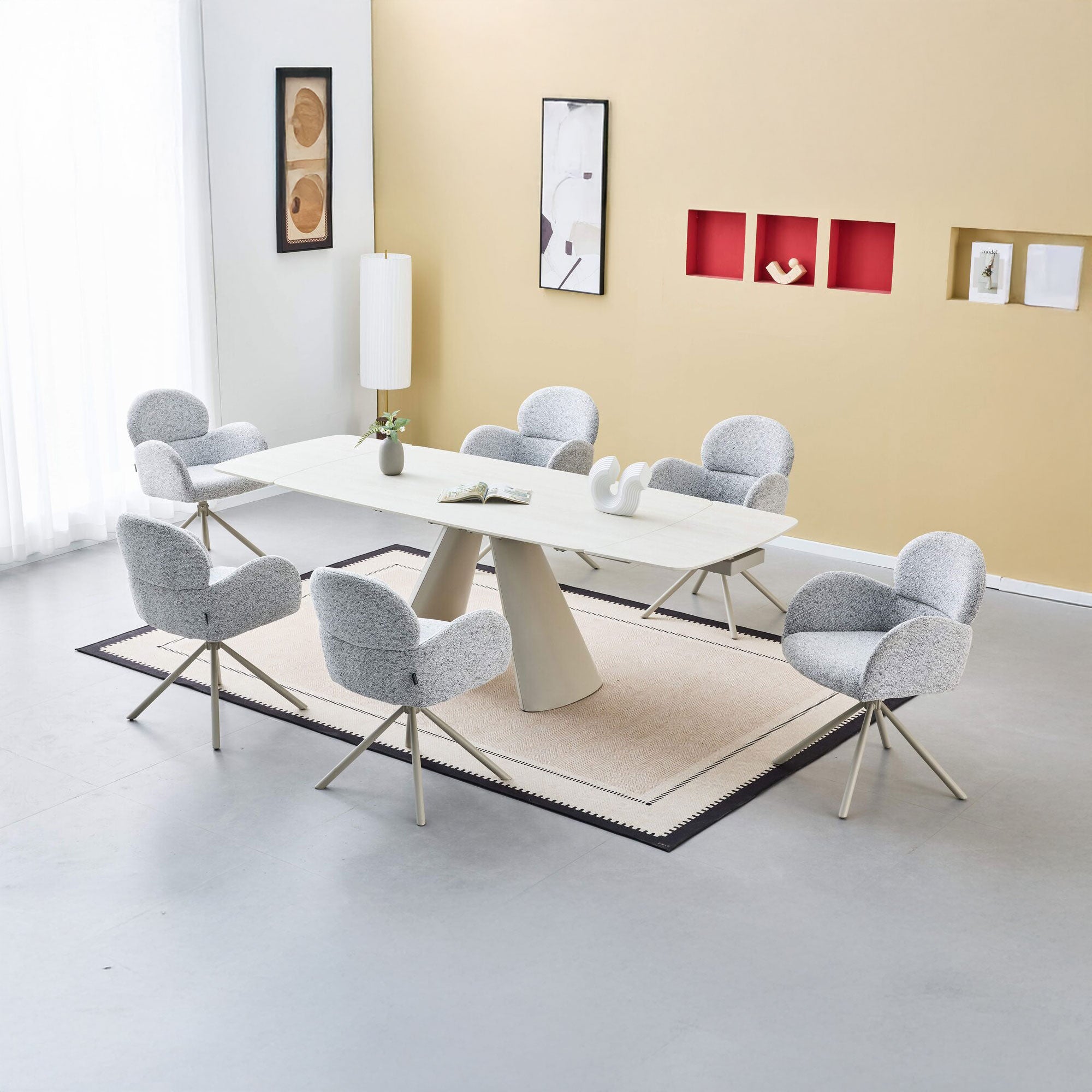 Set masa extensibila dumonde Riviera 165-240x90 cm + 6 scaune Soho 57x61 cm