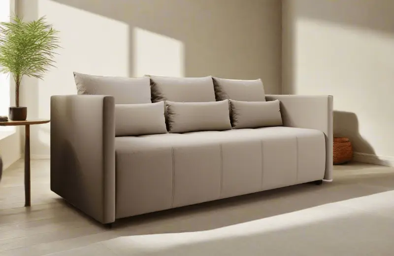 Canapea extensibilă dumonde cu ladă de depozitare si sezut confortabil din spuma HR, Malta Bej 210x100 cm Fabrica