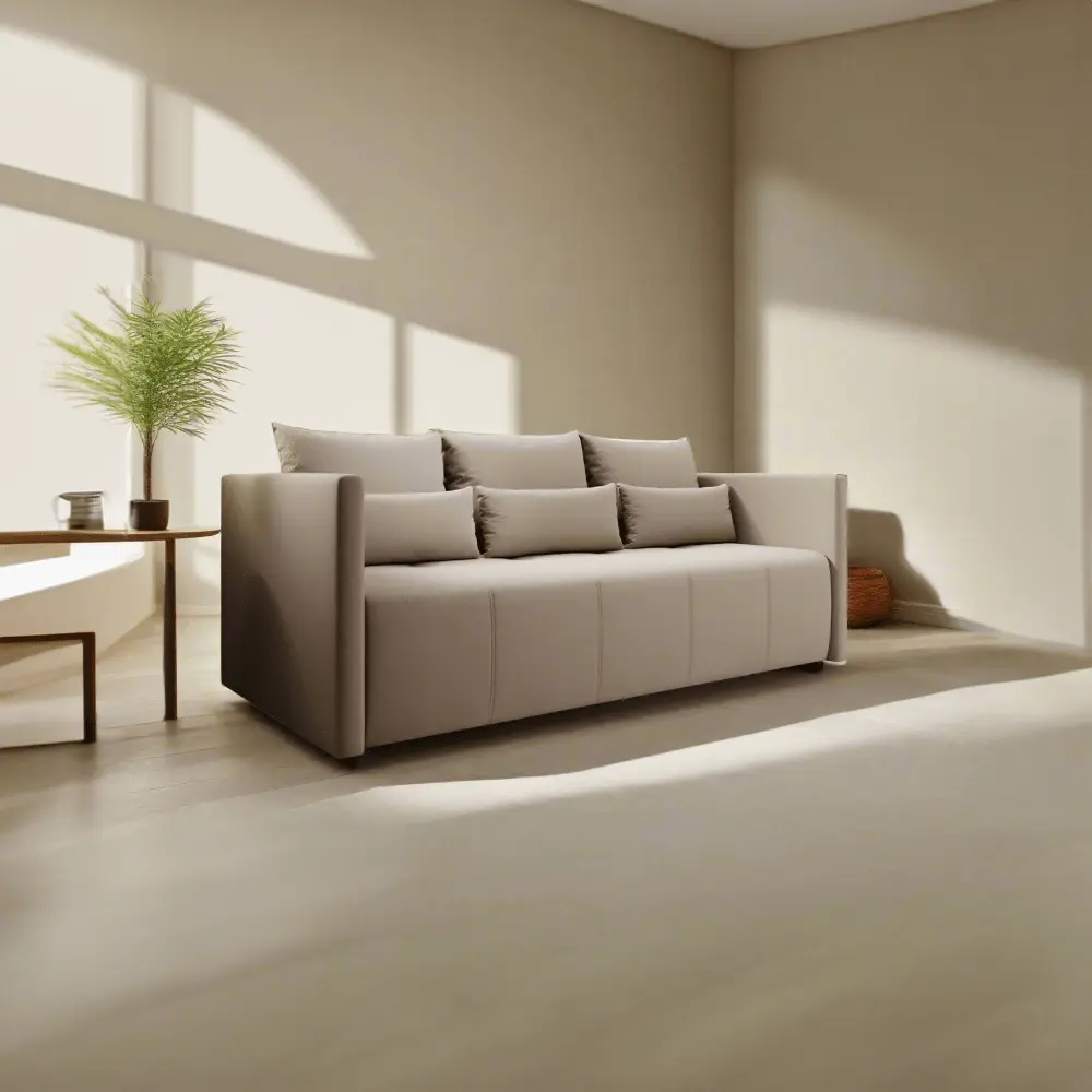 Canapea extensibilă dumonde cu ladă de depozitare si sezut confortabil din spuma HR, Malta Bej 210x100 cm Fabrica