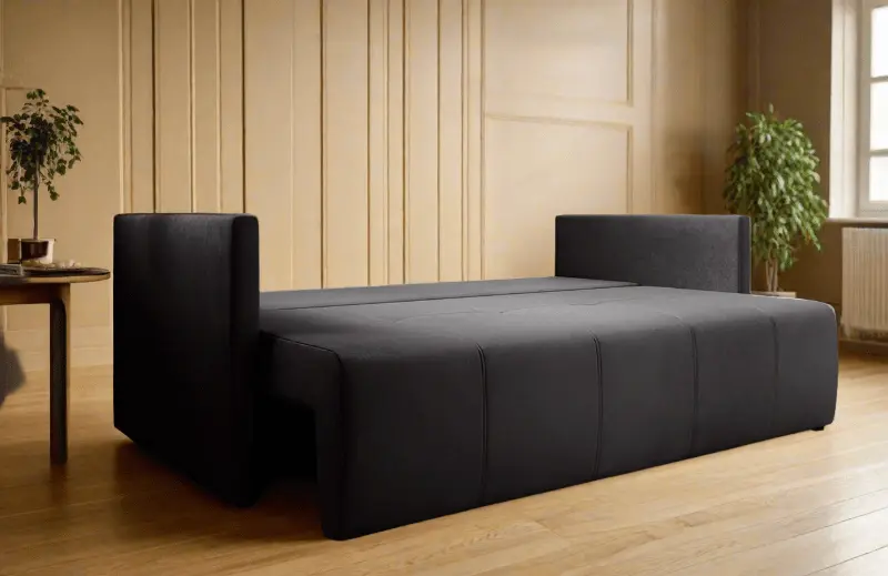 Canapea extensibilă dumonde cu ladă de depozitare si sezut confortabil din spuma HR, Malta Antracit 210x100 cm Fabrica