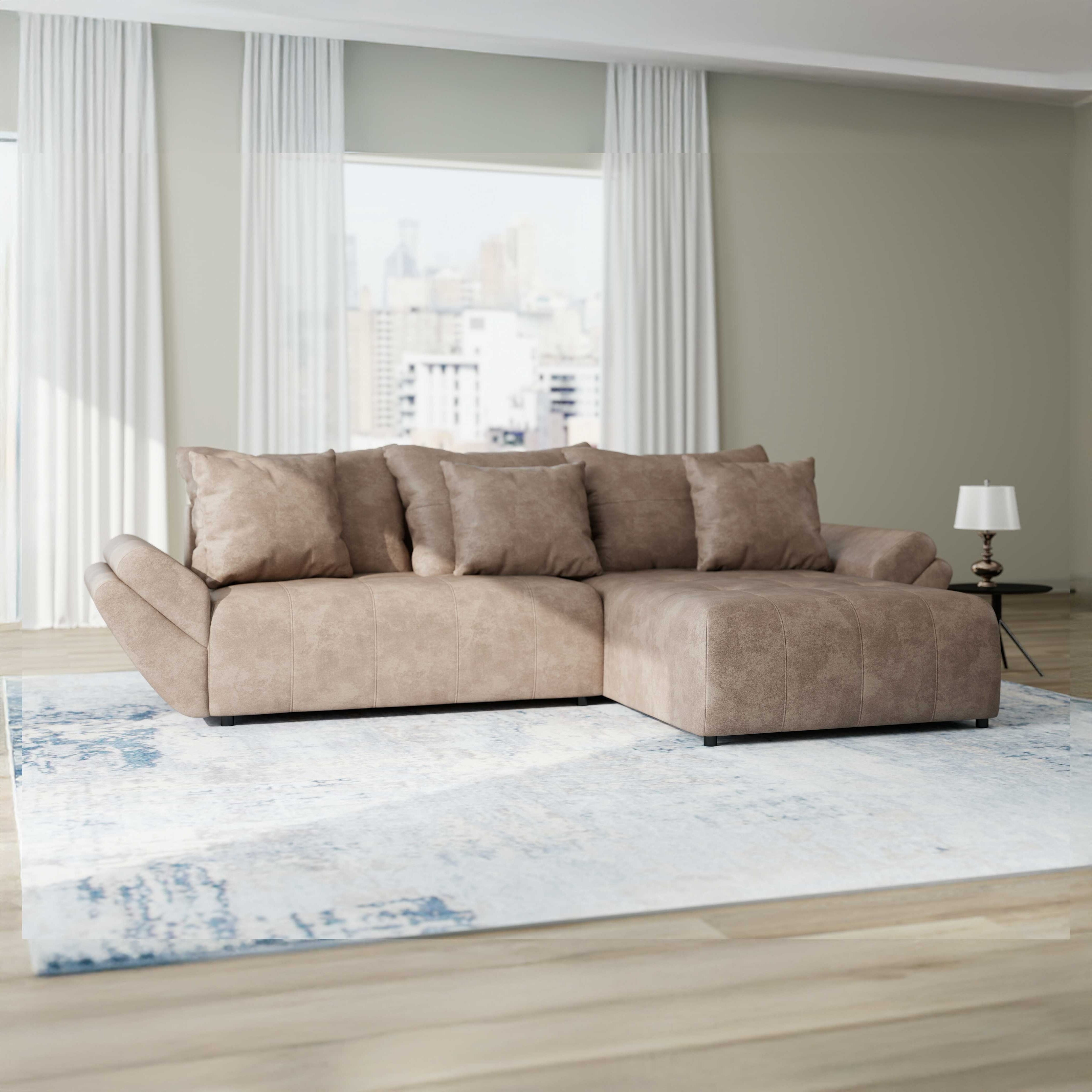 Colțar extensibil dumonde cu ladă de depozitare si sezut confortabil din spuma HR, Berlin Tobago Maro 280x185 cm II