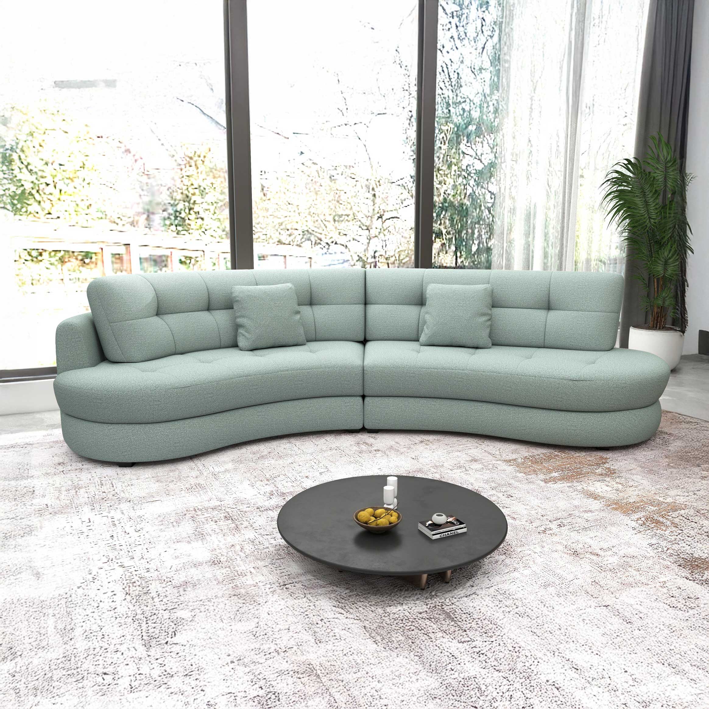 Canapea semirotunda dumonde cu șezut confortabil din spumă HR, Roma Enjoy Verde Mint 300x160 cm