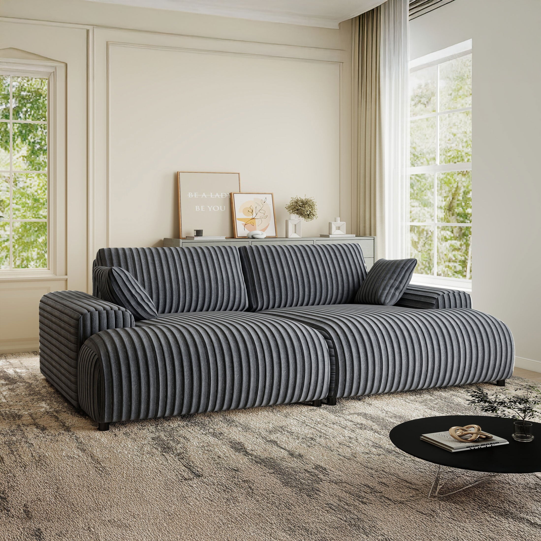 Canapea dumonde cu sezut confortabil din spuma HR, Hudson Ambience Gri 237x144 cm