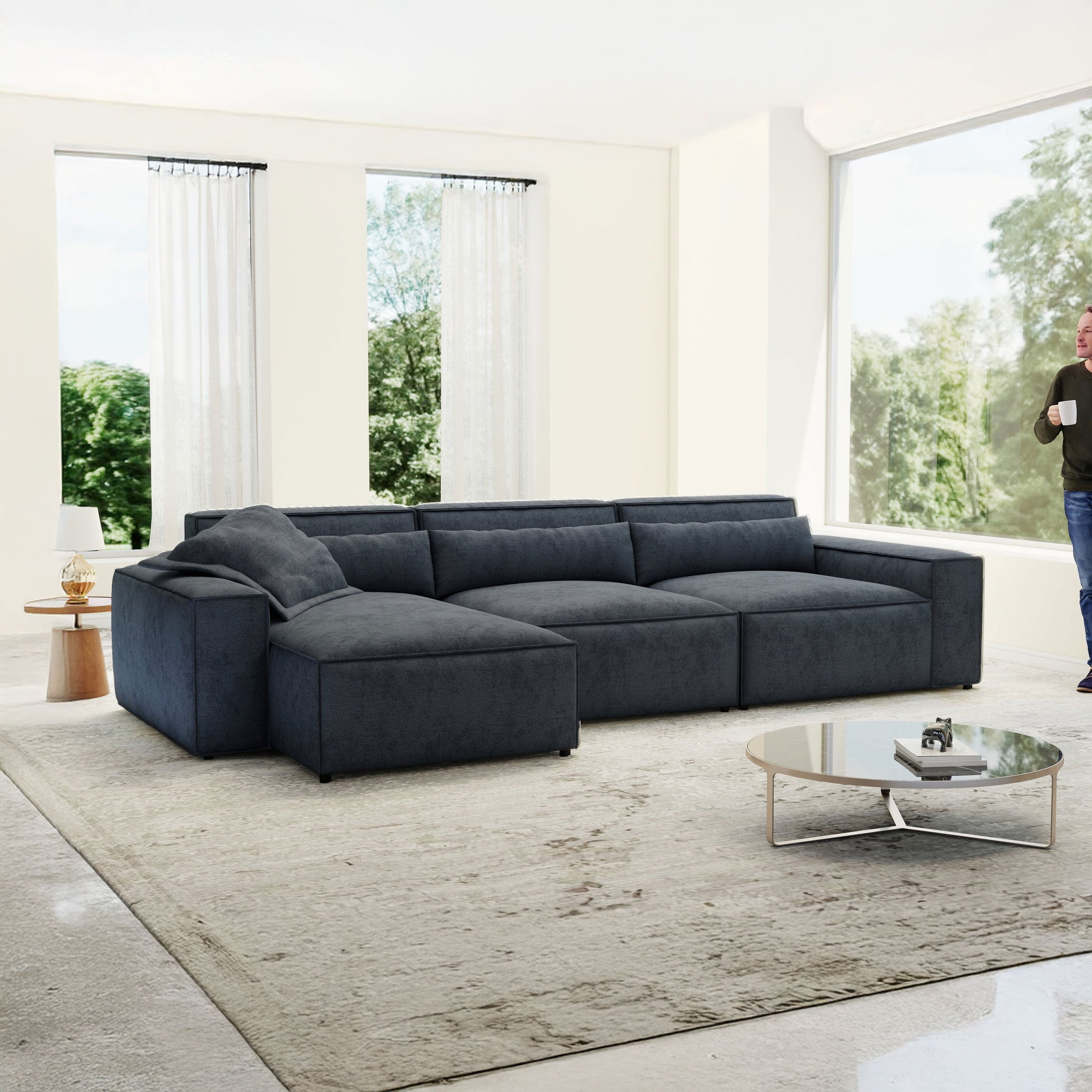 Colțar dumonde cu sezut confortabil din spuma HR, Marvelo XL Enjoy Antracit 366x175 cm