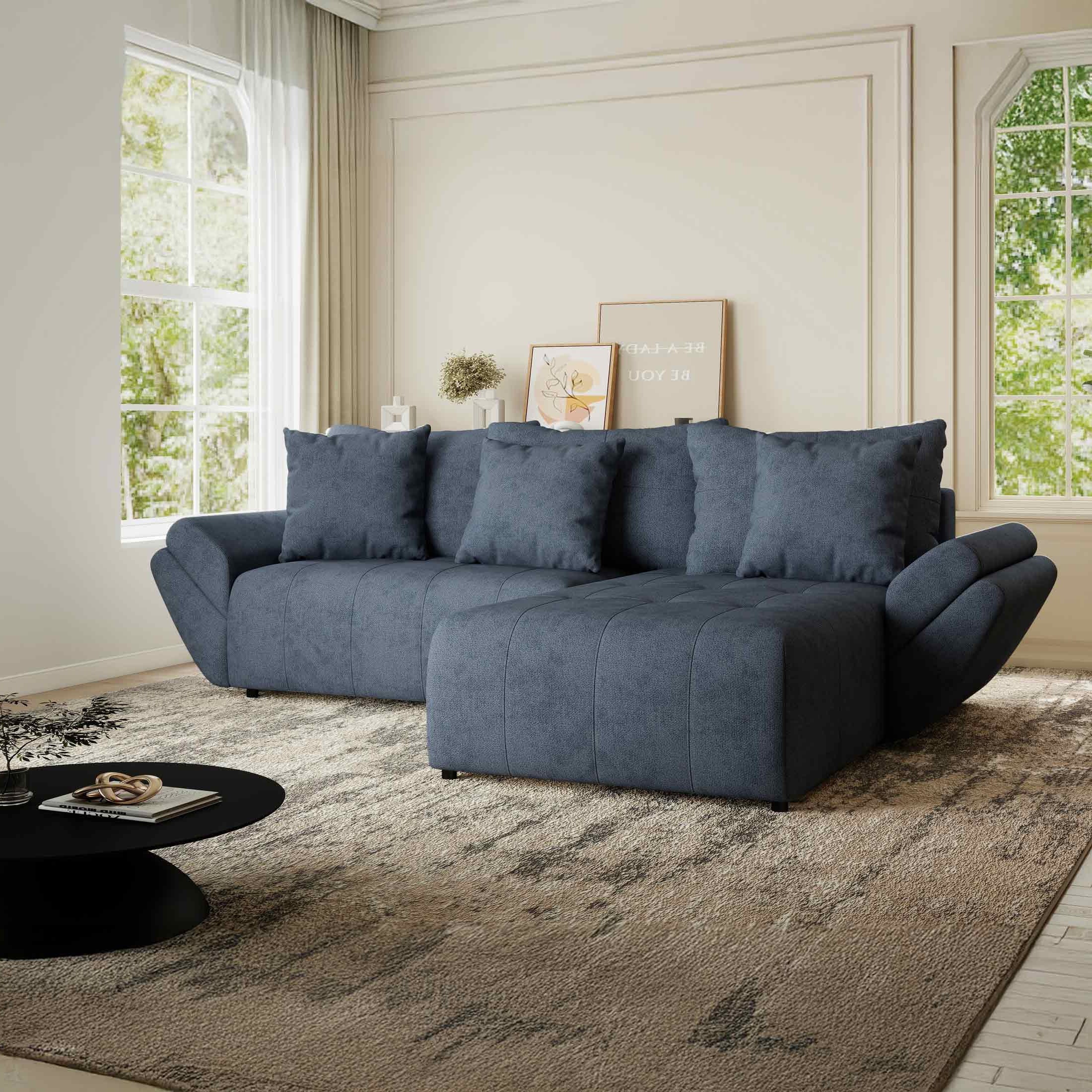 Colțar extensibil dumonde cu ladă de depozitare si sezut confortabil din spuma HR, Berlin Enjoy Antracit 280x185 cm II