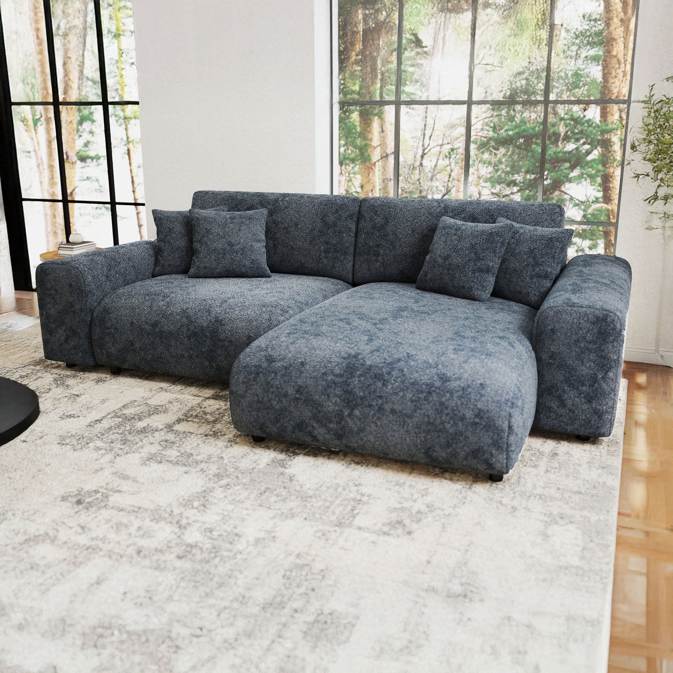 Colțar extensibil dumonde cu ladă de depozitare si sezut confortabil din spuma HR, Sarina Euphoria Gri Grafit 255x168 cm II