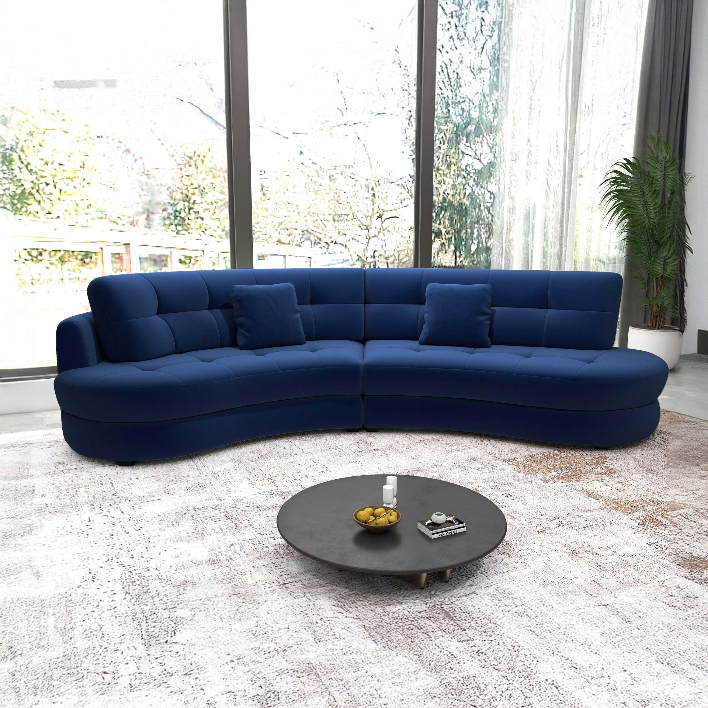 Canapea semirotunda dumonde cu șezut confortabil din spumă HR, Roma Royal Albastru Navy 300x160 cm