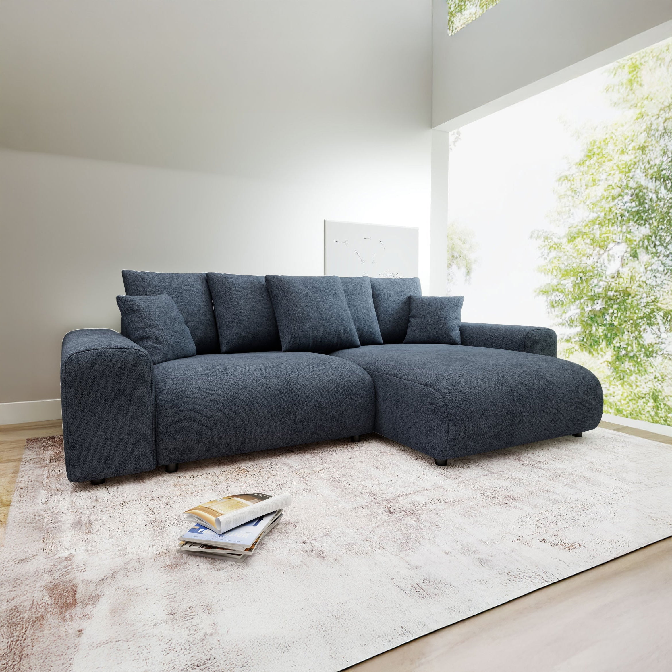 Colțar extensibil dumonde cu ladă de depozitare și șezut confortabil din spumă HR, Luma Enjoy Antracit 255x168 cm II