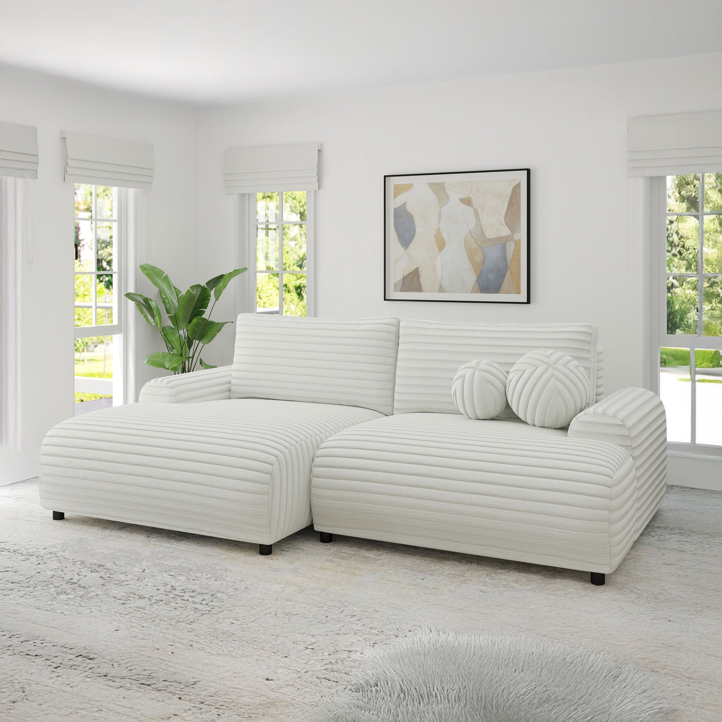 Colțar extensibil dumonde cu ladă de depozitare și șezut confortabil din spumă HR, Carlo Ambience Alb 240x145 cm