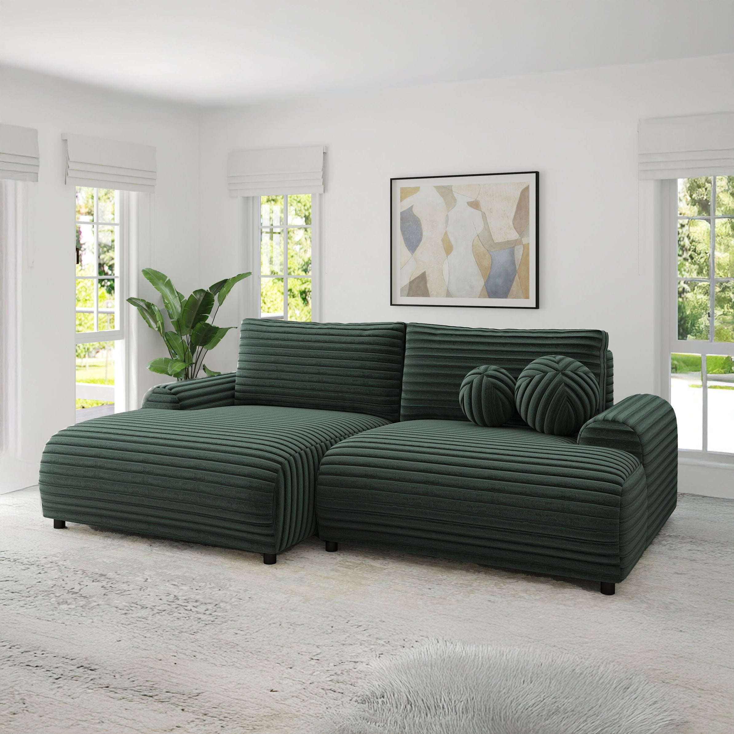 Colțar extensibil dumonde cu ladă de depozitare și șezut confortabil din spumă HR, Carlo Ambience Verde 240x145 cm