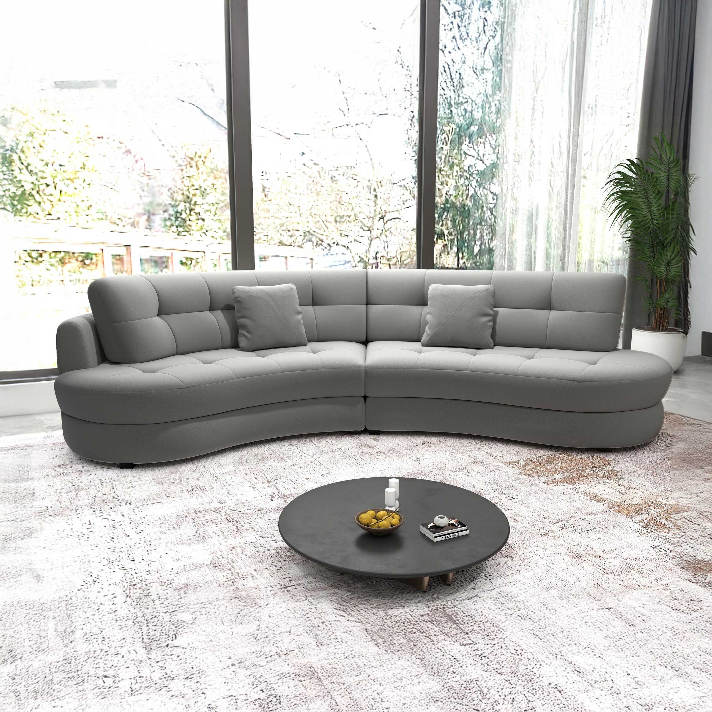 Canapea semirotunda dumonde cu șezut confortabil din spumă HR, Roma Royal Gri 300x160 cm