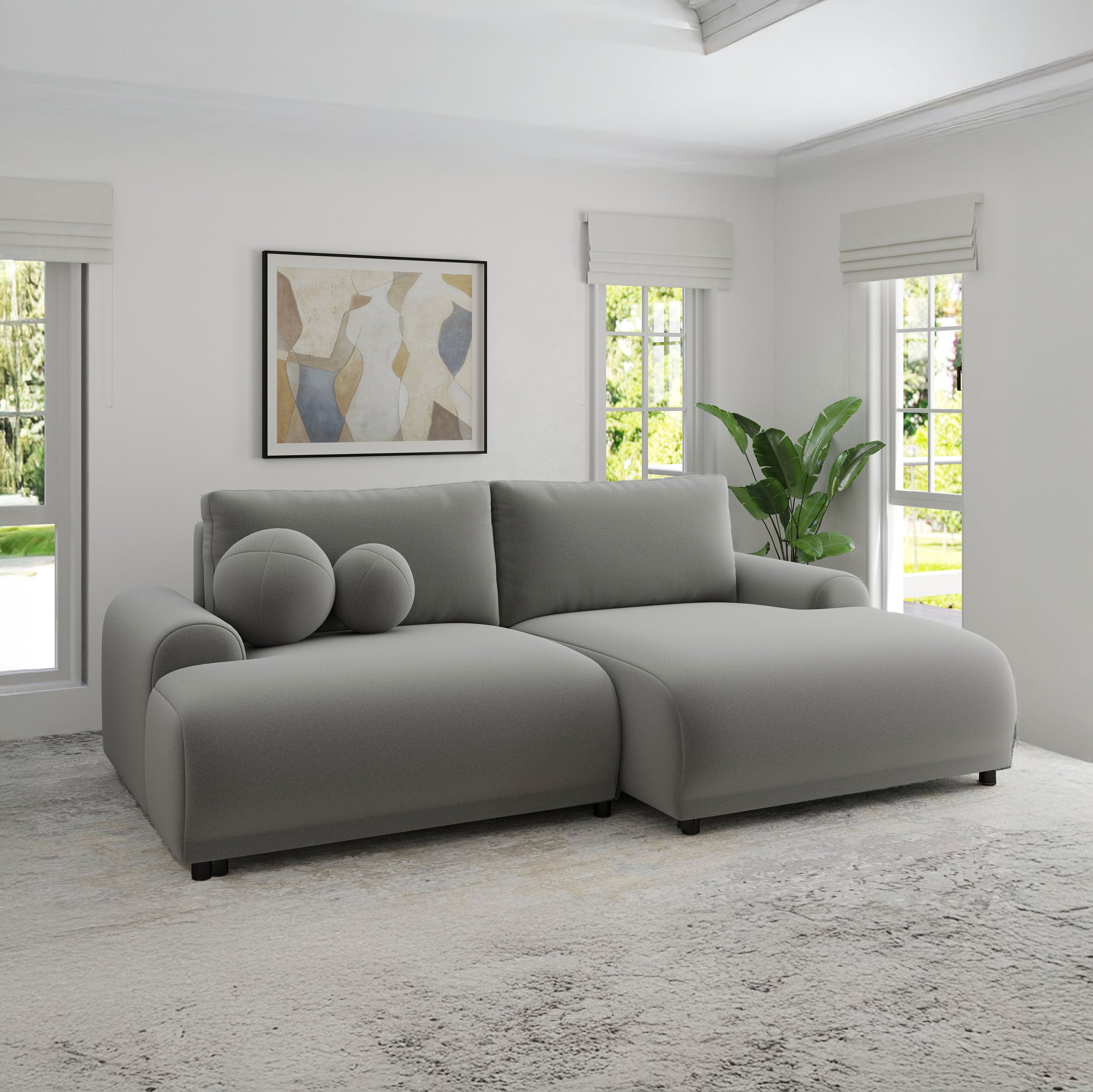 Colțar extensibil dumonde cu ladă de depozitare și șezut confortabil din spumă HR, Carlo Royal Gri 240x145 cm II