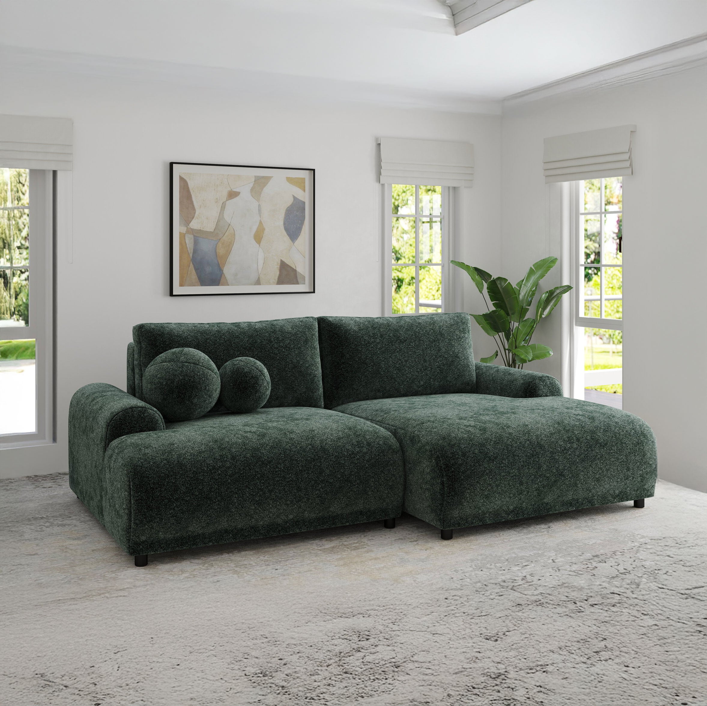 Colțar extensibil dumonde cu ladă de depozitare și șezut confortabil din spumă HR, Carlo Euphoria Verde 240x145 cm II
