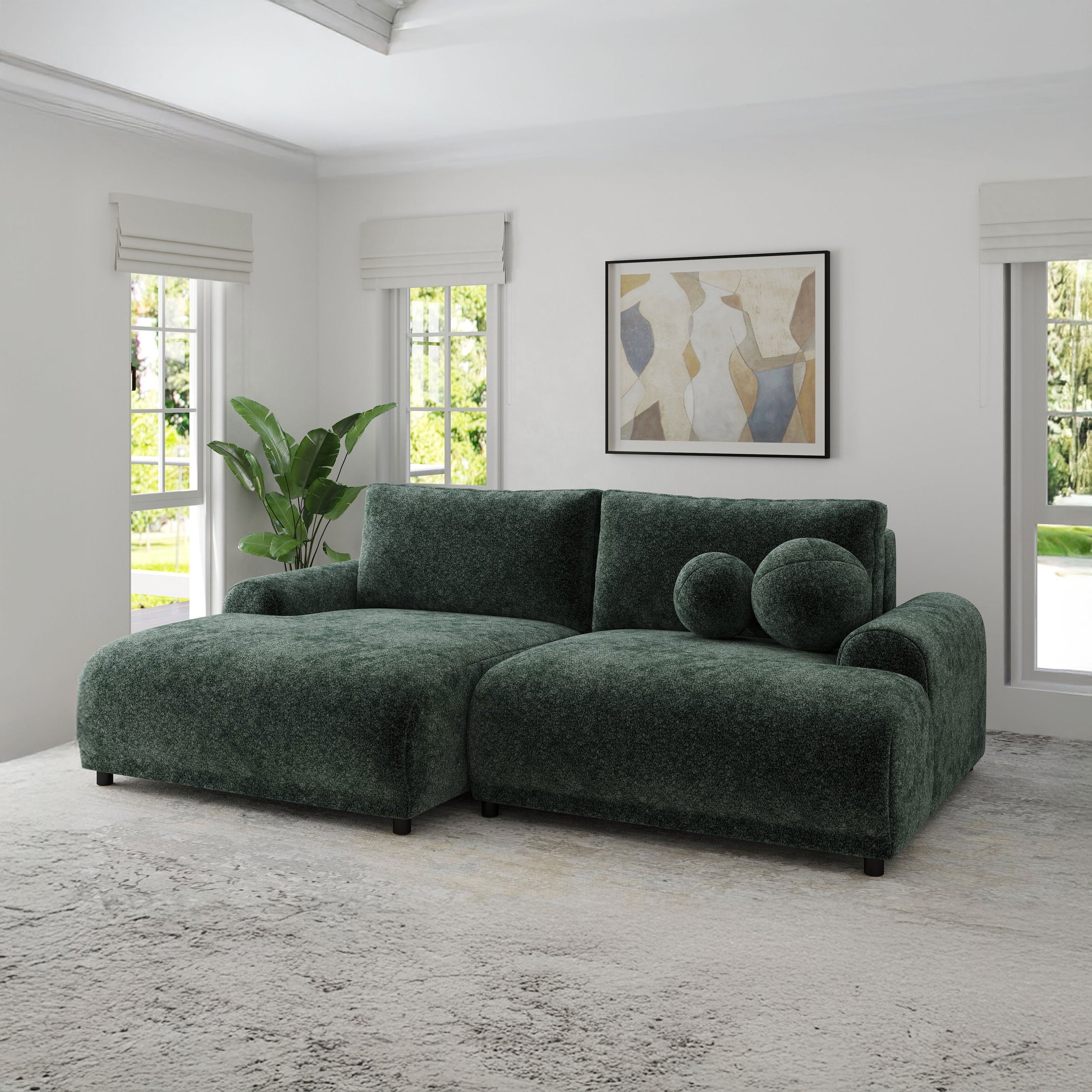 Colțar extensibil dumonde cu ladă de depozitare și șezut confortabil din spumă HR, Carlo Euphoria Verde 240x145 cm