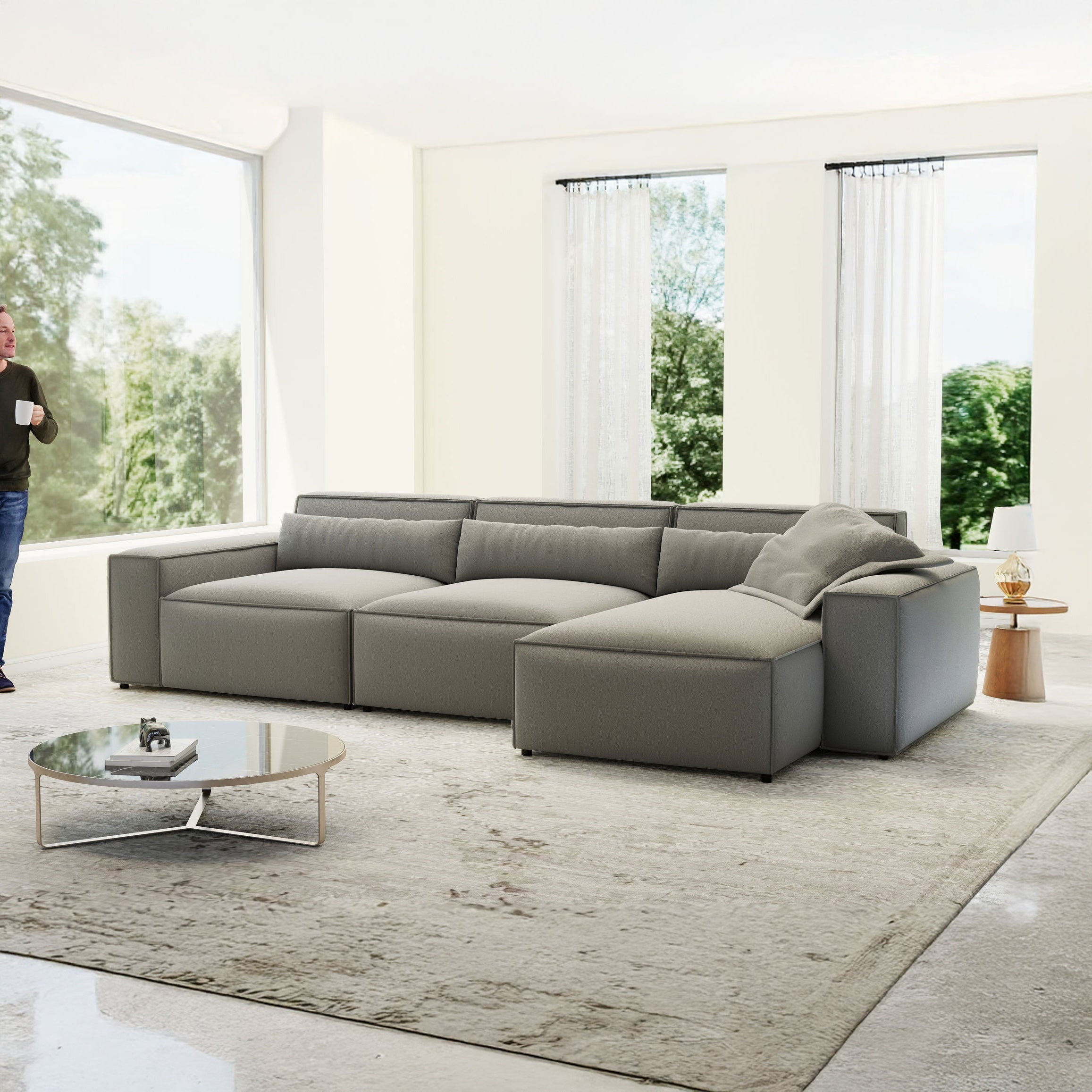 Colțar dumonde cu sezut confortabil din spuma HR, Marvelo XL Royal Gri 366x175 cm II