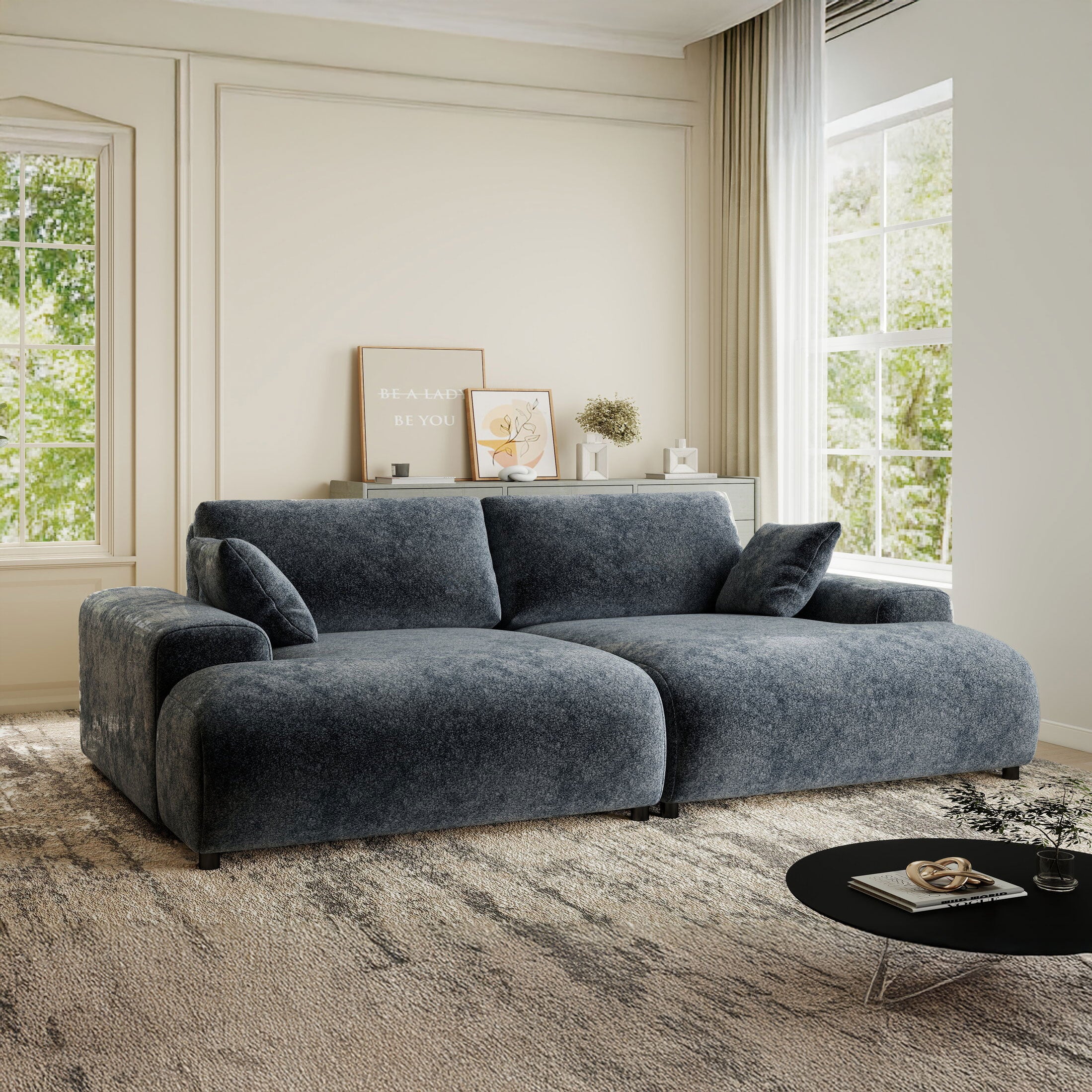 Canapea dumonde cu sezut confortabil din spuma HR, Hudson Euphoria Gri Grafit 237x144 cm