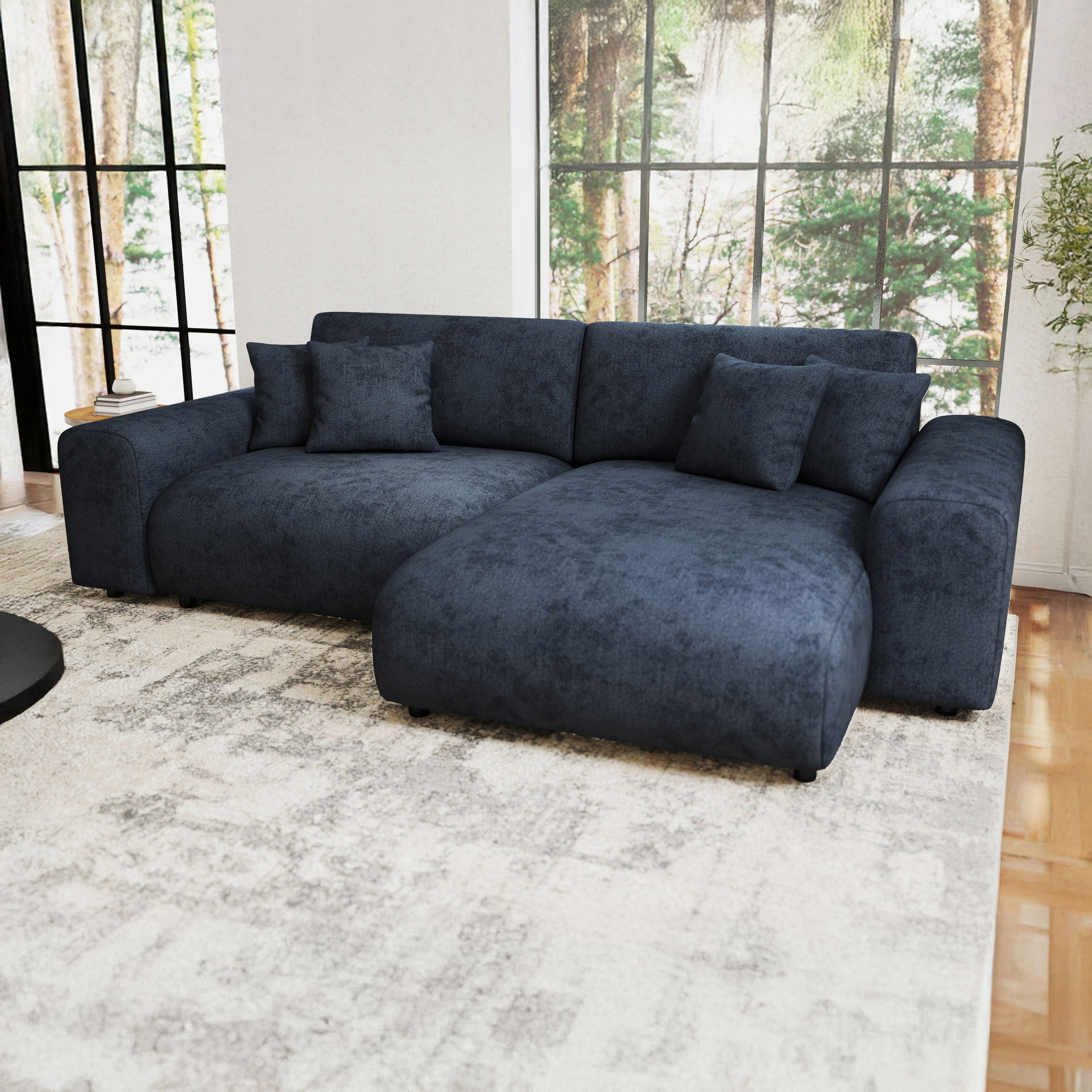 Colțar extensibil dumonde cu ladă de depozitare si sezut confortabil din spuma HR, Sarina Enjoy Antracit 255x168 cm II