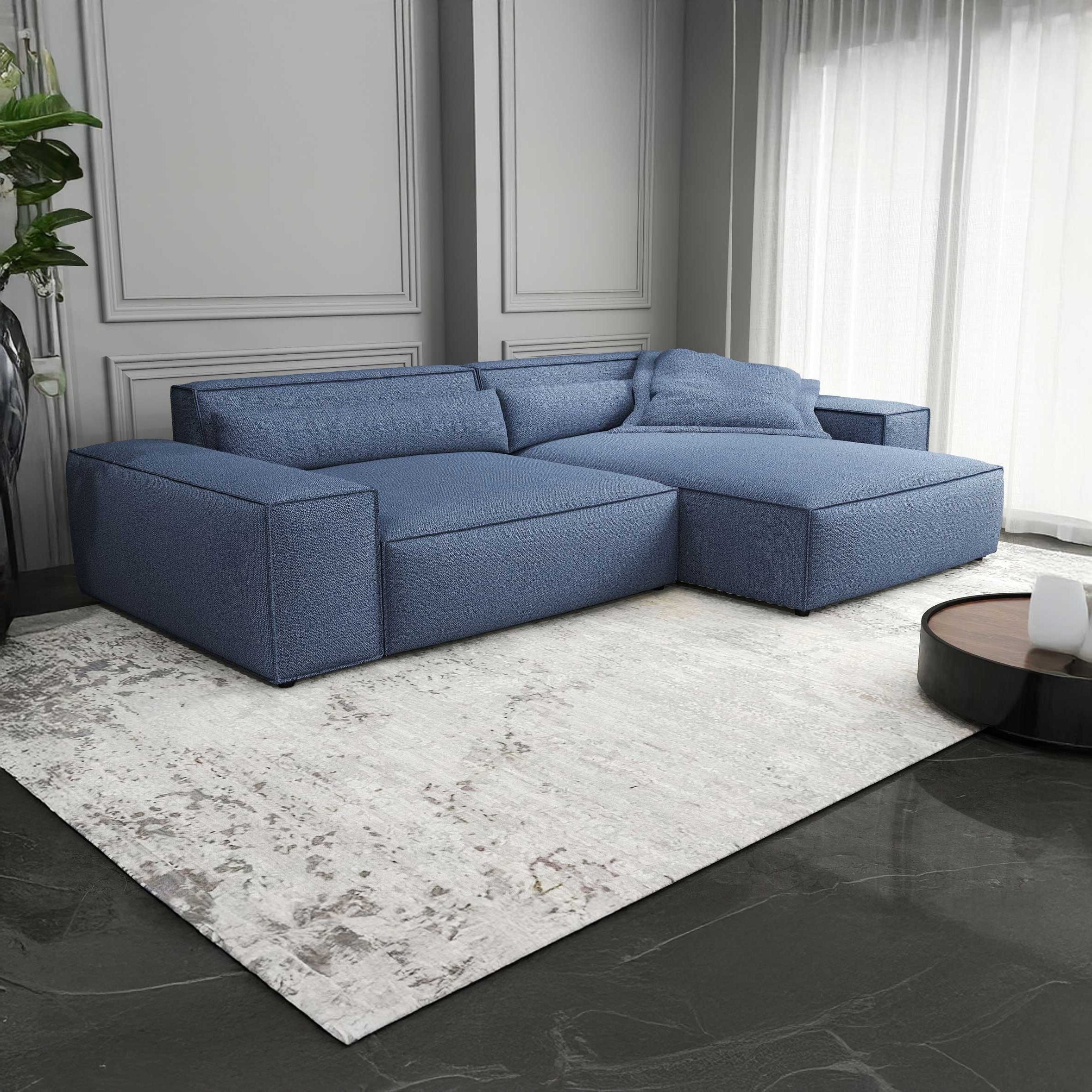 Colțar dumonde cu șezut confortabil din spumă HR, Marvelo Enjoy Albastru 264x175 cm II