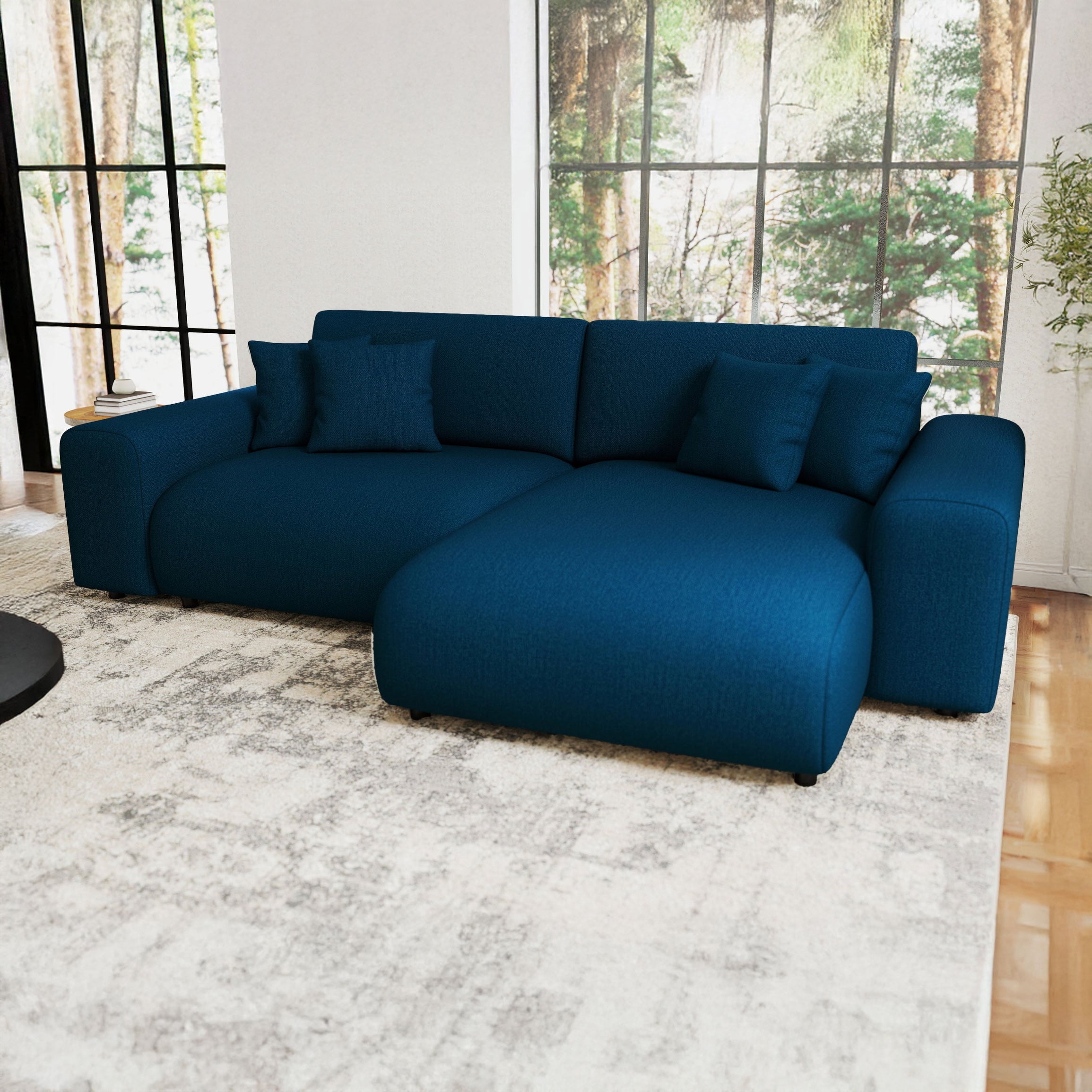 Colțar extensibil dumonde cu ladă de depozitare si sezut confortabil din spuma HR, Sarina Enjoy Verde Petrol 255x168 cm II