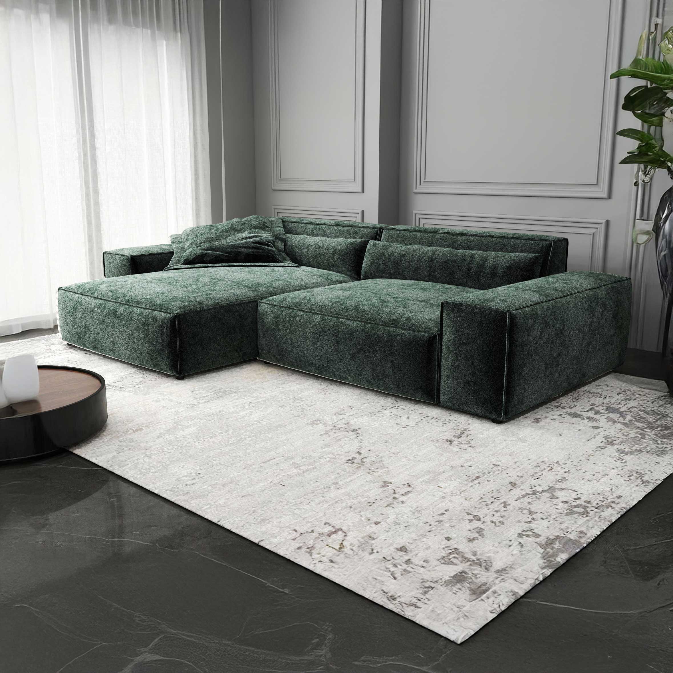 Colțar dumonde cu șezut confortabil din spumă HR, Marvelo Euphoria Verde 264x175 cm