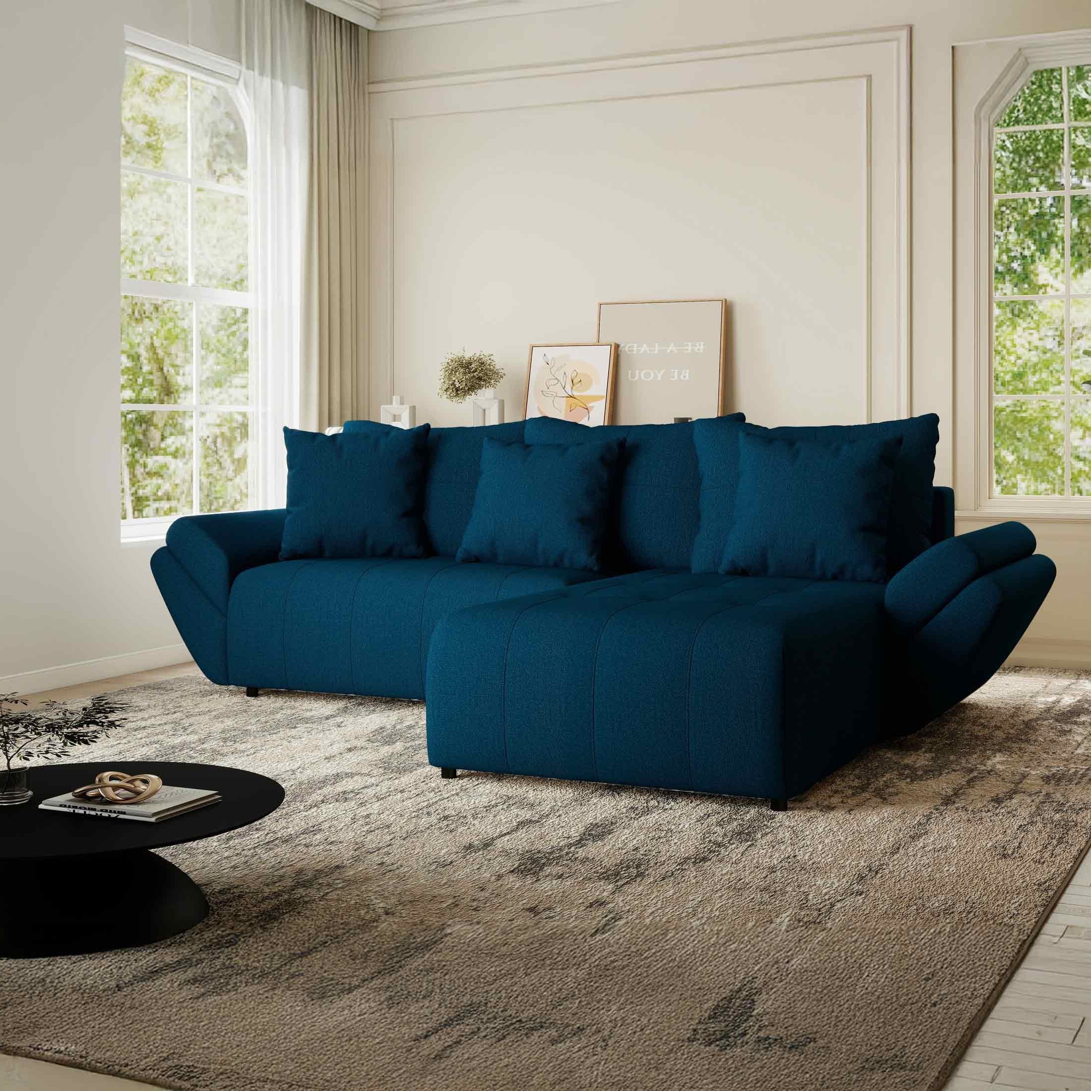 Colțar extensibil dumonde cu ladă de depozitare si sezut confortabil din spuma HR, Berlin Enjoy Verde Petrol 280x185 cm II