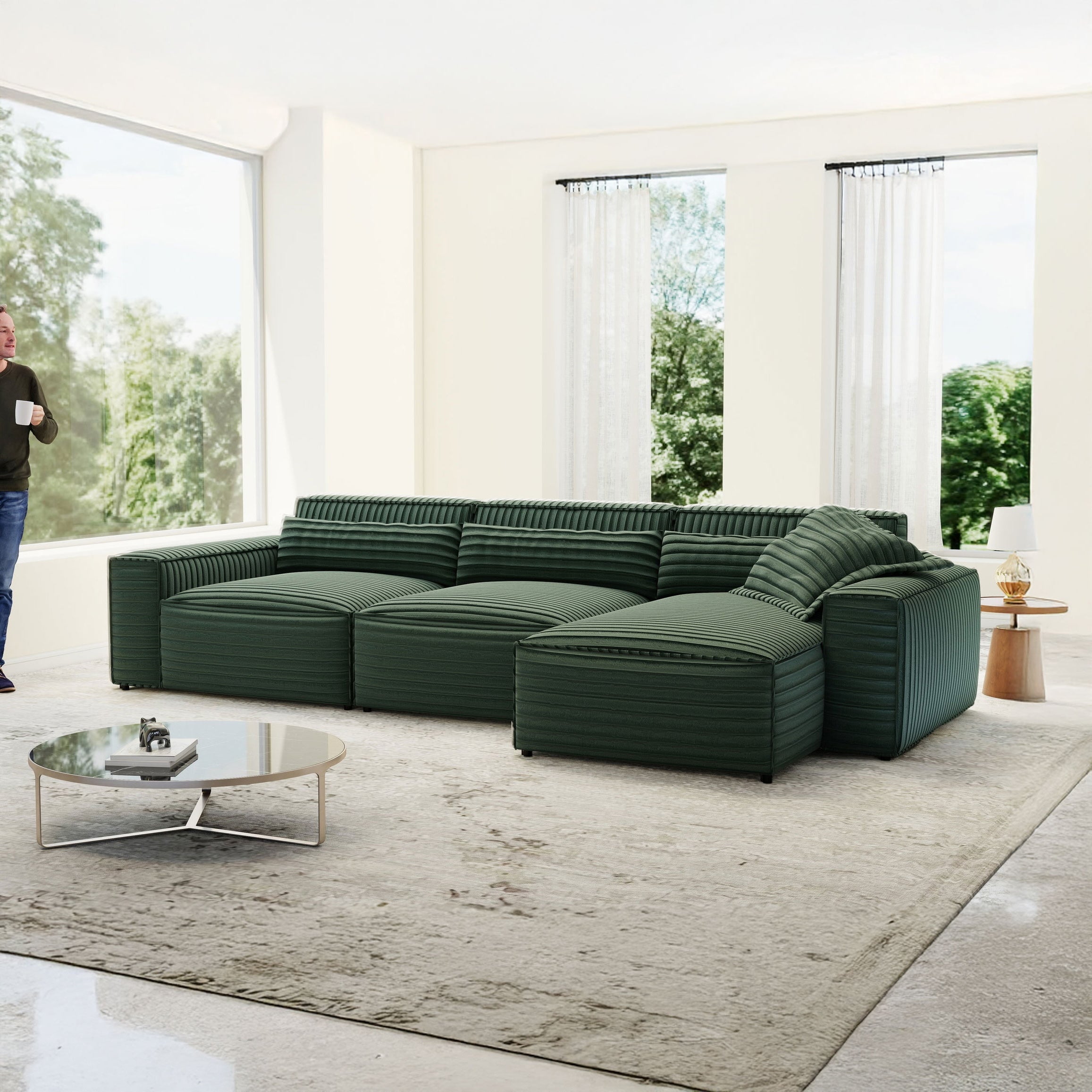 Colțar dumonde cu sezut confortabil din spuma HR, Marvelo XL Ambience Verde 366x175 cm II