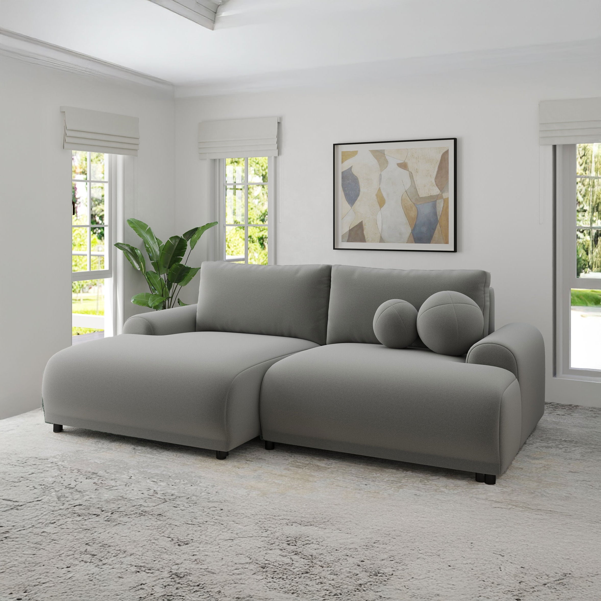 Colțar extensibil dumonde cu ladă de depozitare și șezut confortabil din spumă HR, Carlo Royal Gri 240x145 cm