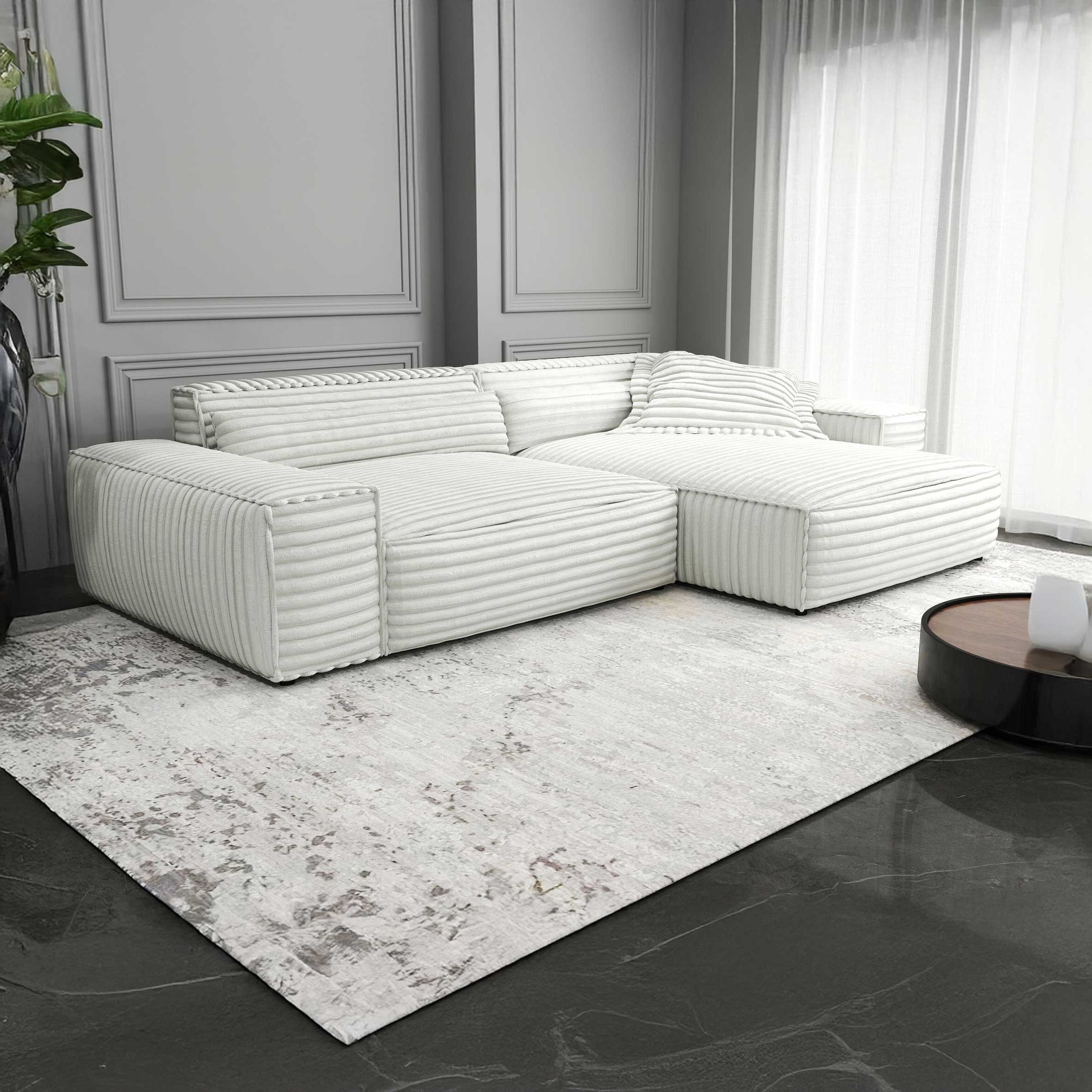 Colțar dumonde cu șezut confortabil din spumă HR, Marvelo Ambience Alb 264x175 cm II