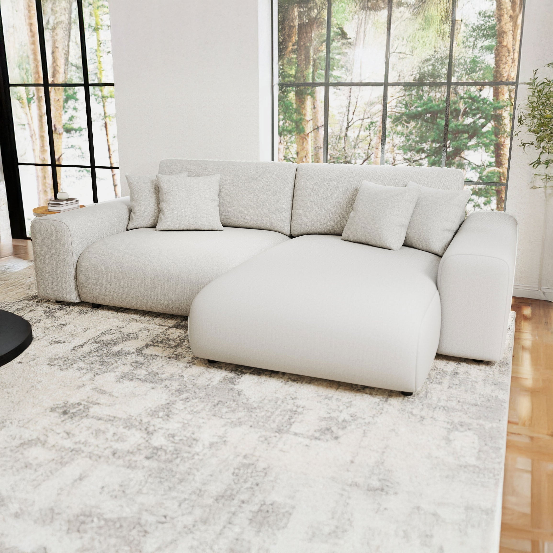 Colțar extensibil dumonde cu ladă de depozitare si sezut confortabil din spuma HR, Sarina Enjoy Bej 255x168 cm II